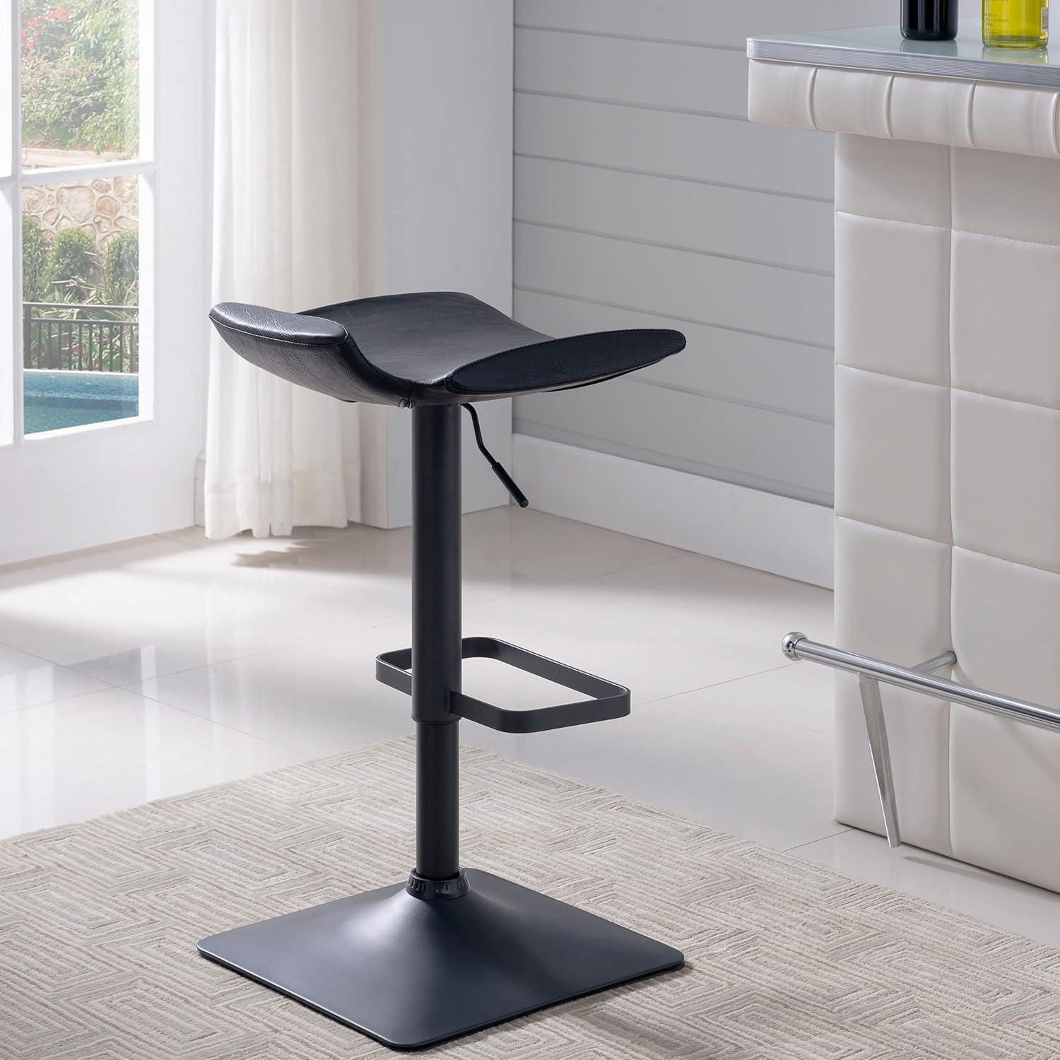 image:imageLeick Home 10138BL Adjustable Height Swivel Stool with Matte Black Base Set of 2 Black