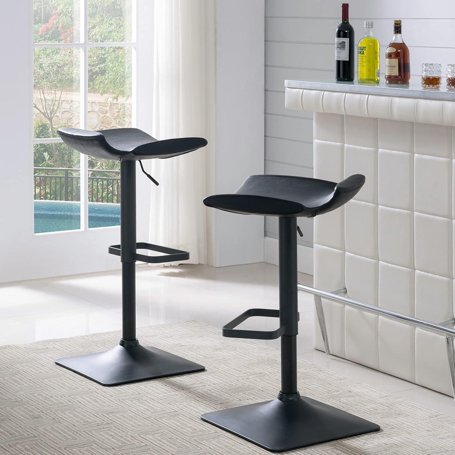 image:imageLeick Home 10138BL Adjustable Height Swivel Stool with Matte Black Base Set of 2 Black