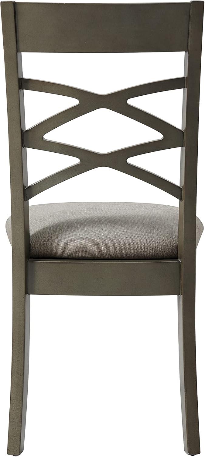 image:imageLeick Home 10184GSMH Wood Double Cross Back Dining Chair Set of 2 Graystone with Moss Heather Seat