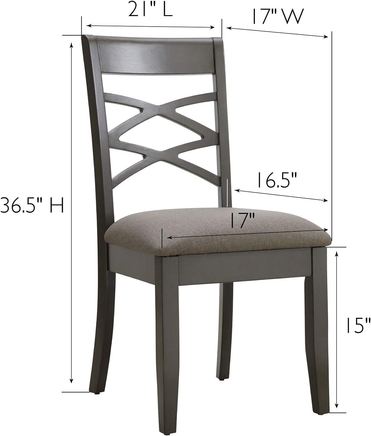 image:imageLeick Home 10184GSMH Wood Double Cross Back Dining Chair Set of 2 Graystone with Moss Heather Seat