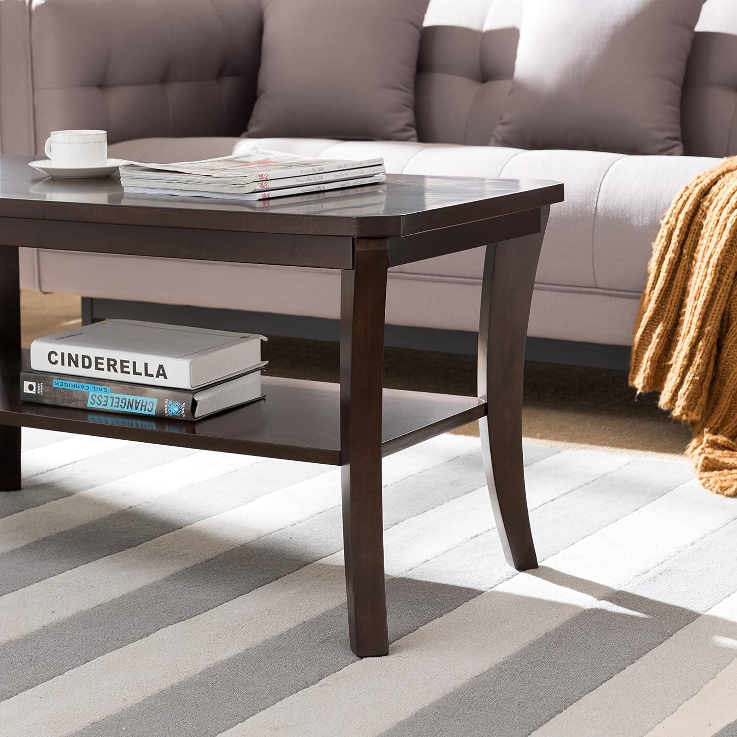 image:imageLeick Home 10303 Boa CondoApartment Coffee Table with Shelf Chocolate Oak