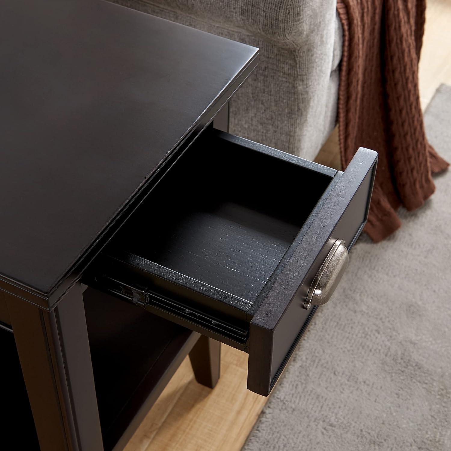 image:imageLeick Home 10506BK Laurent Chairside Table with Drawer and Display Shelf BlackBlack