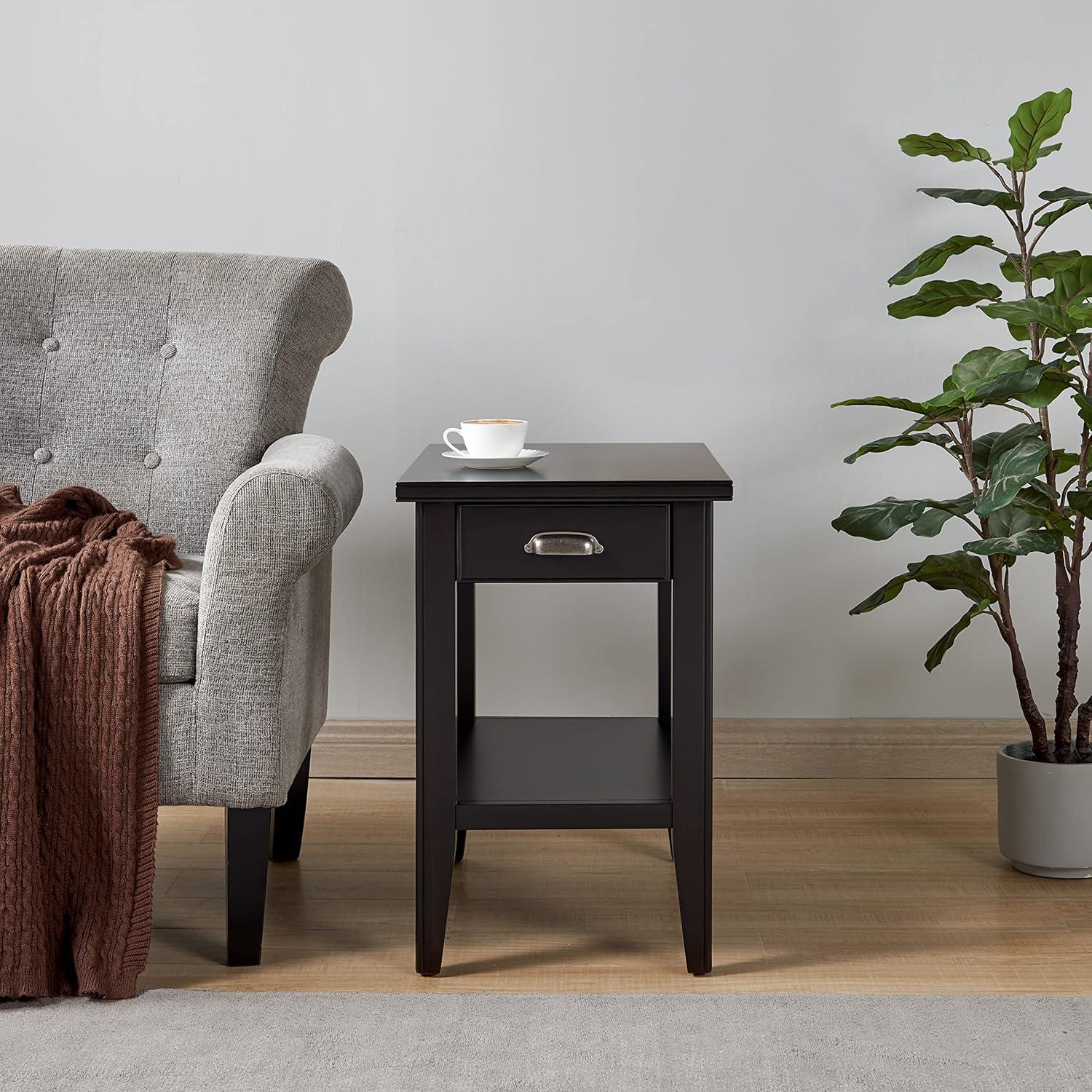 image:imageLeick Home 10506BK Laurent Chairside Table with Drawer and Display Shelf BlackBlack
