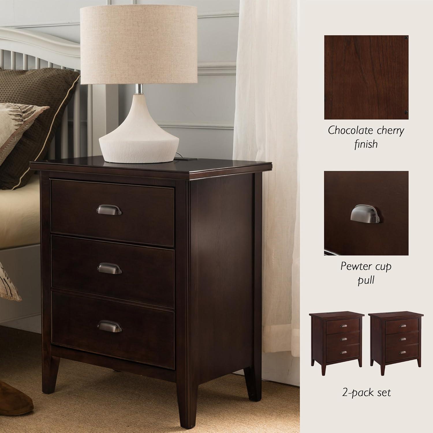 image:imageLeick Home 10506BK Laurent Chairside Table with Drawer and Display Shelf BlackChocolate Cherry