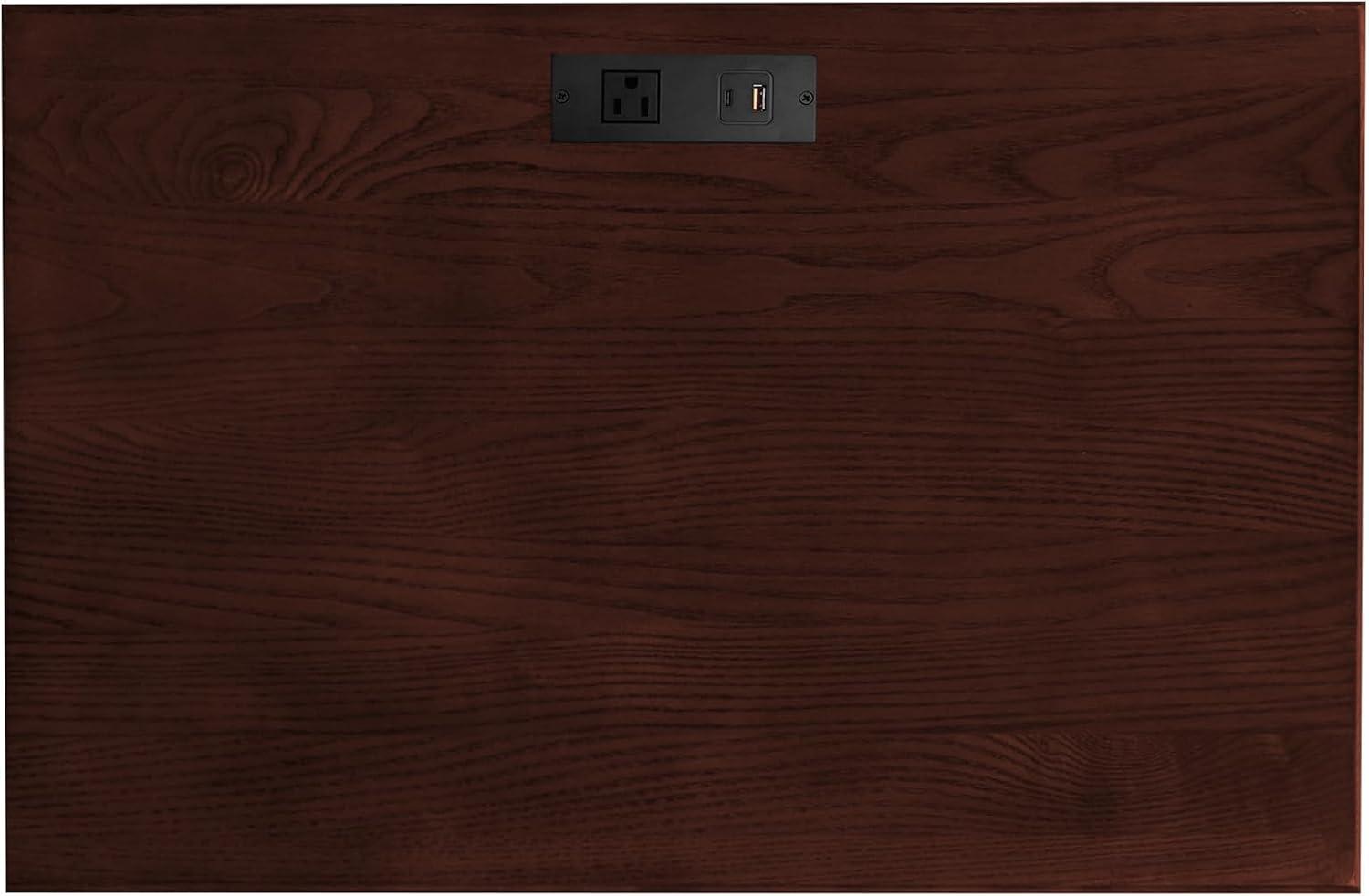 image:imageLeick Home 10506BK Laurent Chairside Table with Drawer and Display Shelf BlackChocolate Cherry