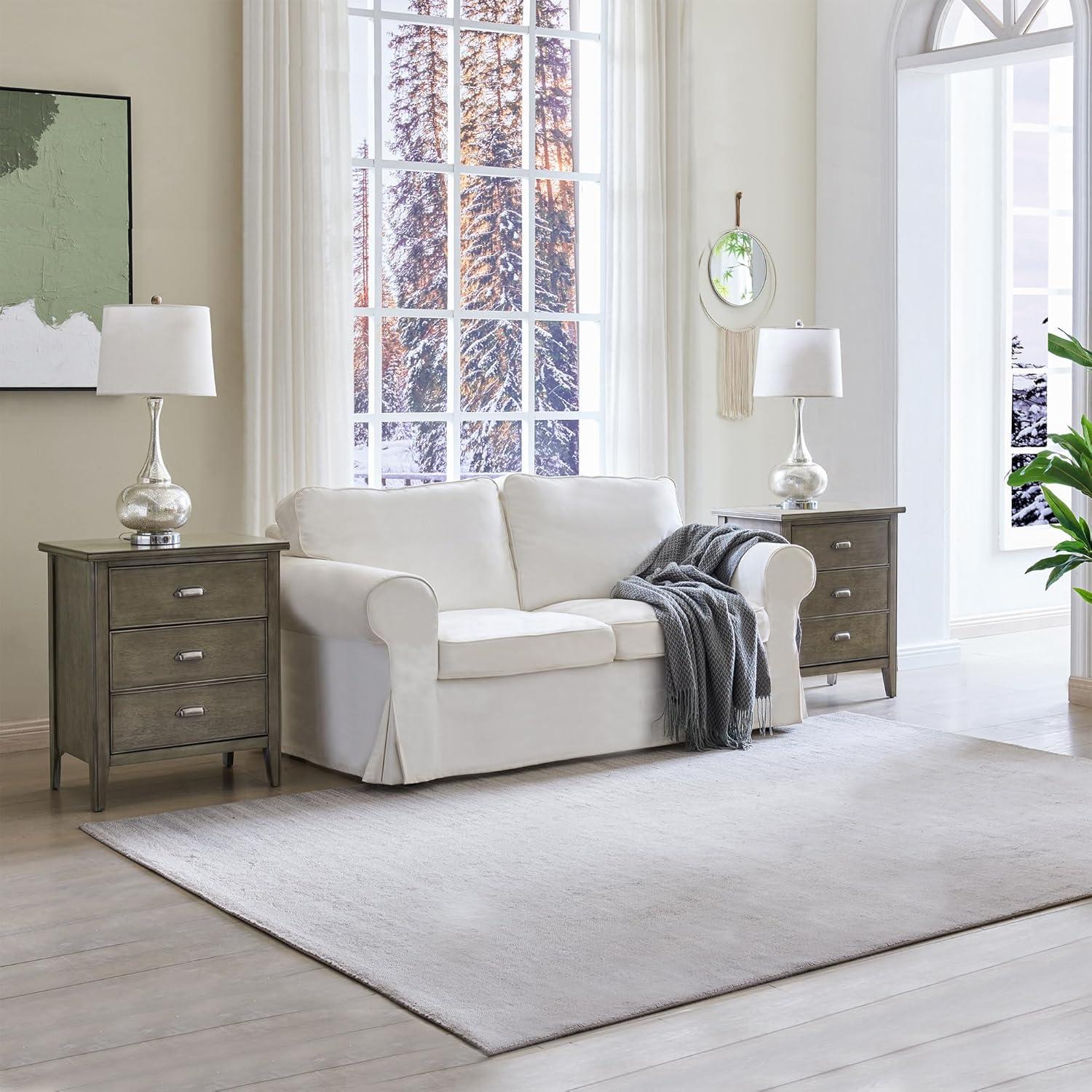 image:imageLeick Home 10506BK Laurent Chairside Table with Drawer and Display Shelf BlackSmoke Gray