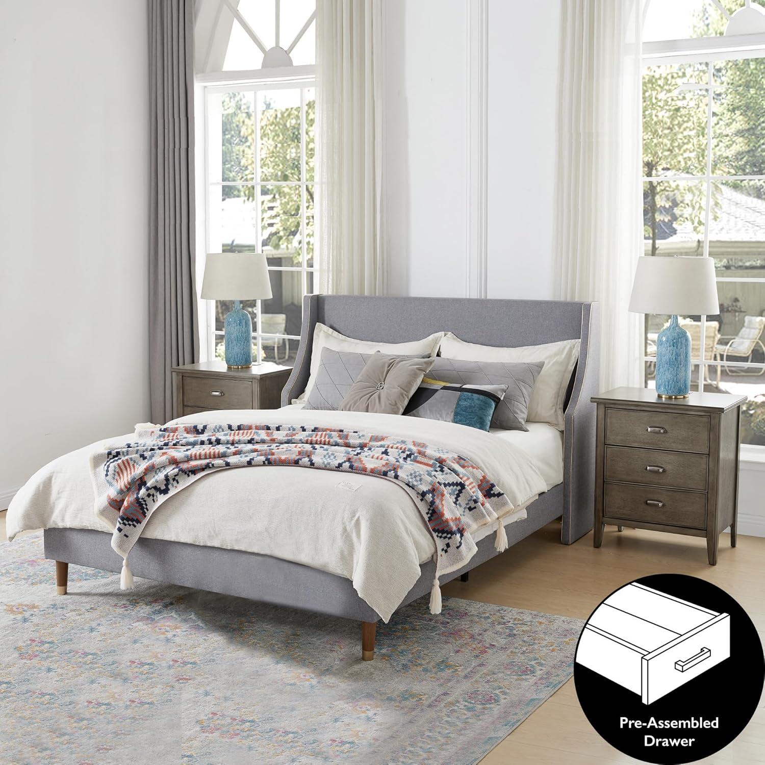 image:imageLeick Home 10506BK Laurent Chairside Table with Drawer and Display Shelf BlackSmoke Gray