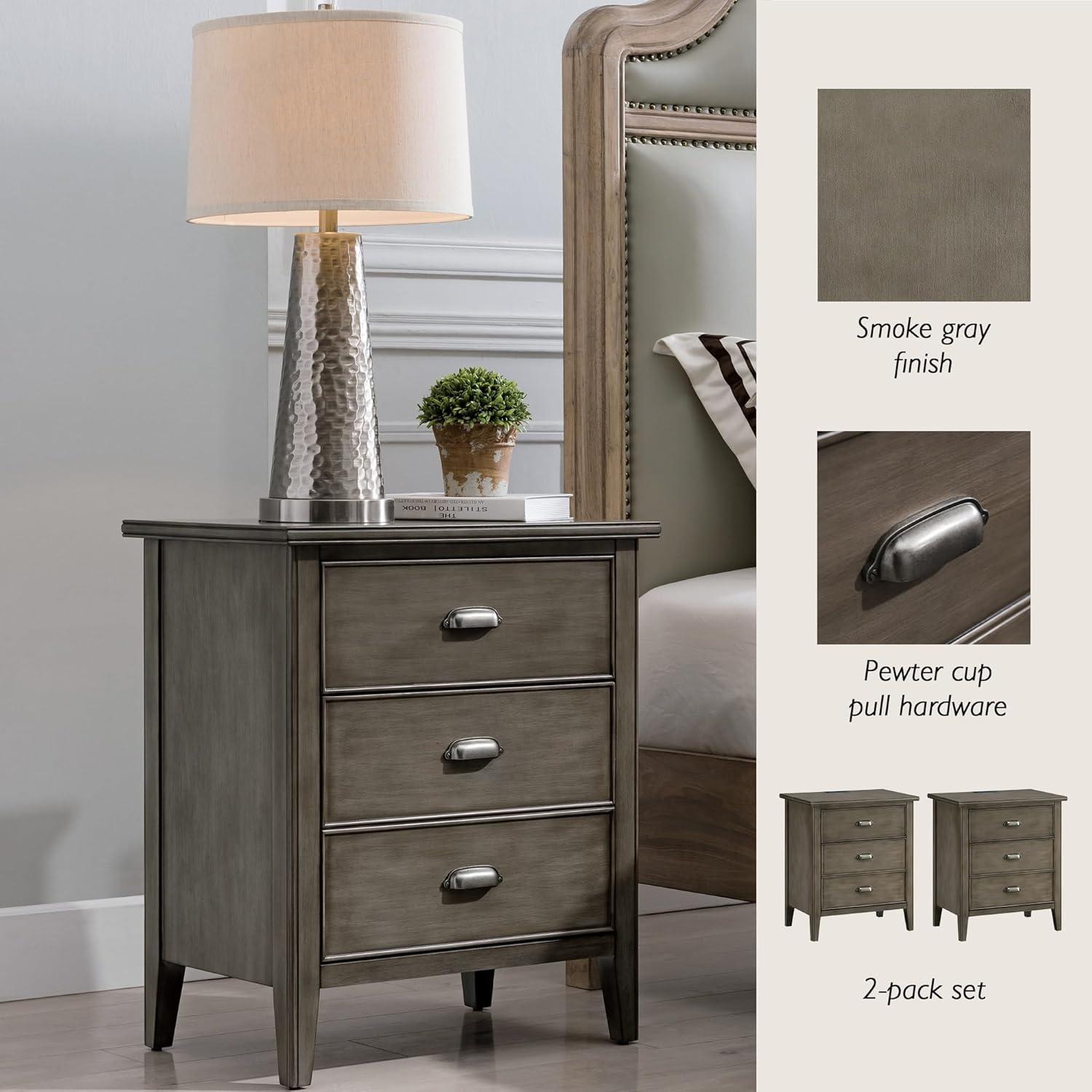 image:imageLeick Home 10506BK Laurent Chairside Table with Drawer and Display Shelf BlackSmoke Gray