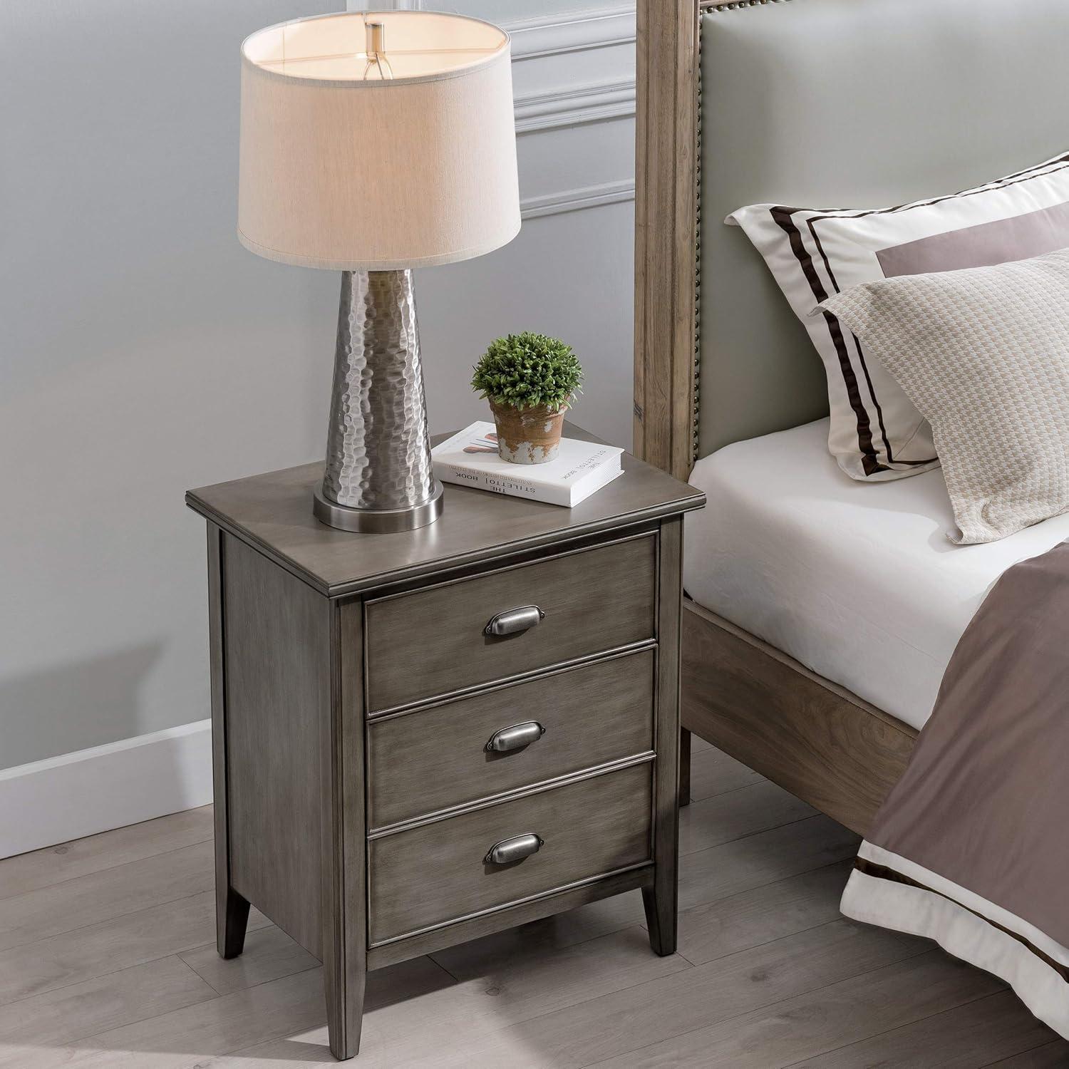 image:imageLeick Home 10506BK Laurent Chairside Table with Drawer and Display Shelf BlackSmoke Gray