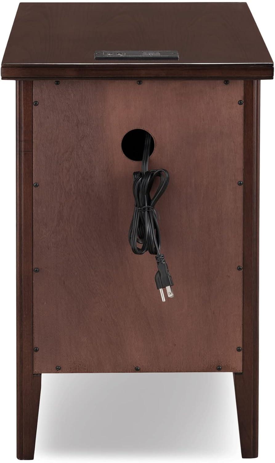 image:imageLeick Home 10508 Laurent Cabinet End Table with Top Drawer Door and 2plug ACUSB Outlet Chocolate Cherry