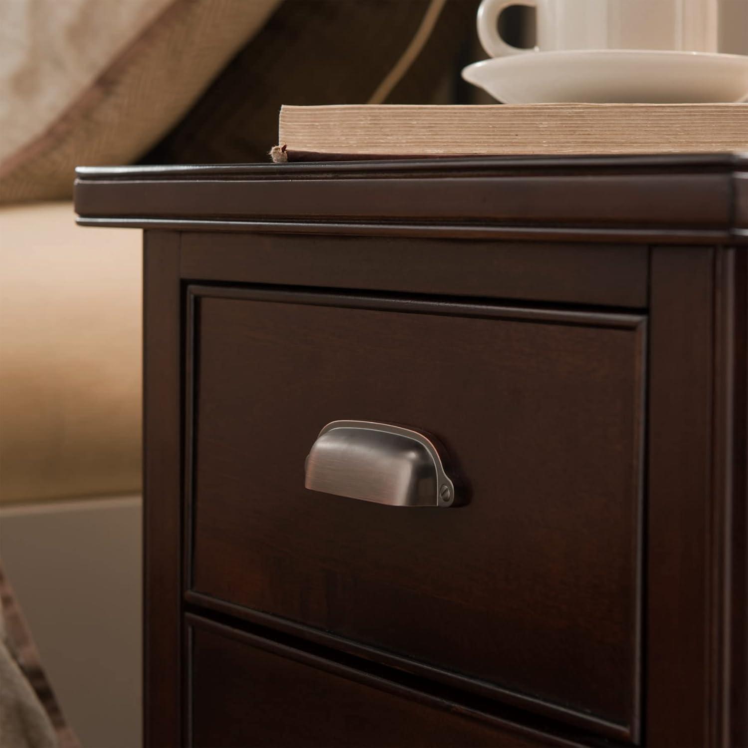 image:imageLeick Home 10508 Laurent Cabinet End Table with Top Drawer Door and 2plug ACUSB Outlet Chocolate Cherry