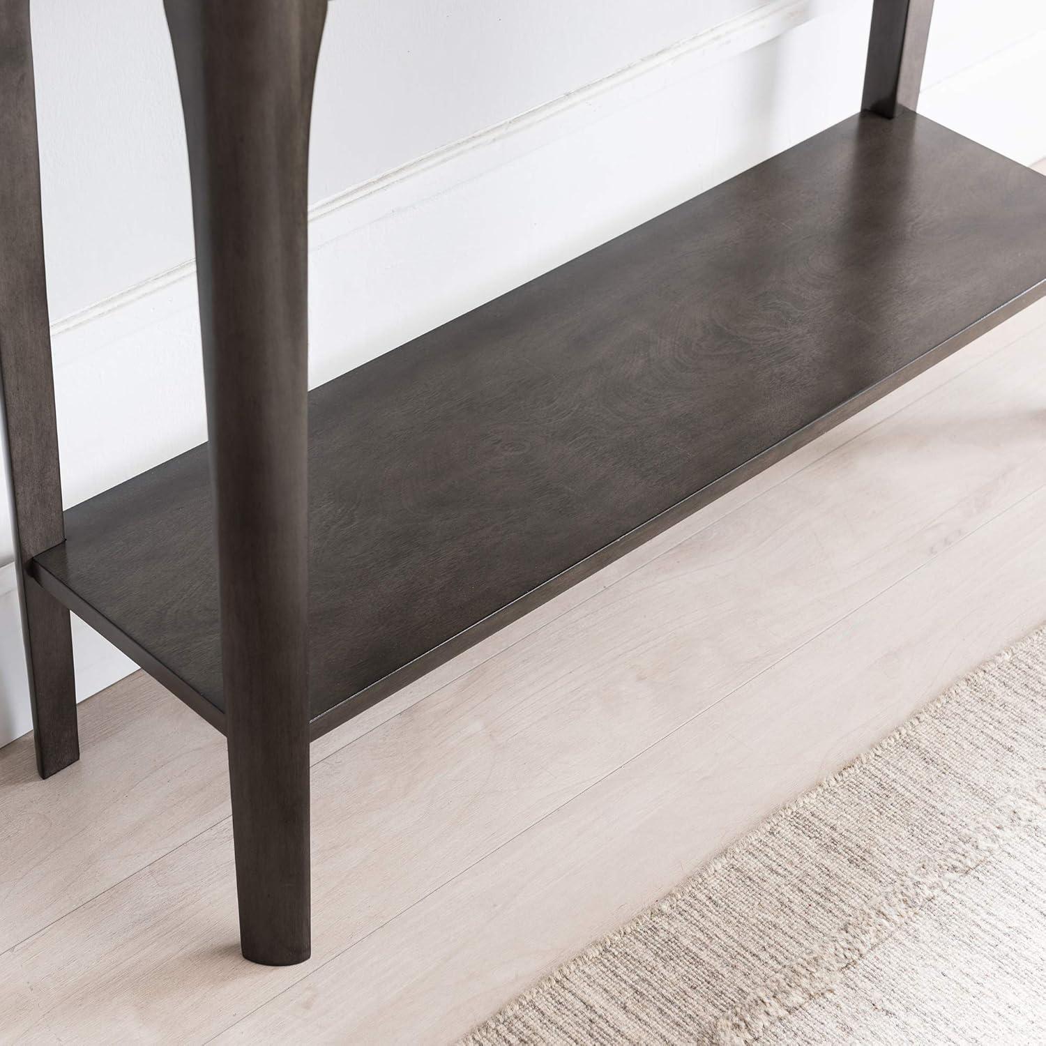 image:imageLeick Home 11132GR Obsidian Black Glass Top Hall Console with Shelf GrayGrey