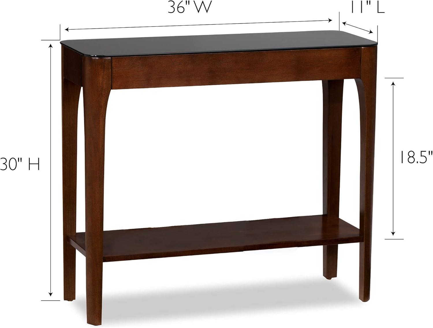 image:imageLeick Home 11132GR Obsidian Black Glass Top Hall Console with Shelf GrayGrey