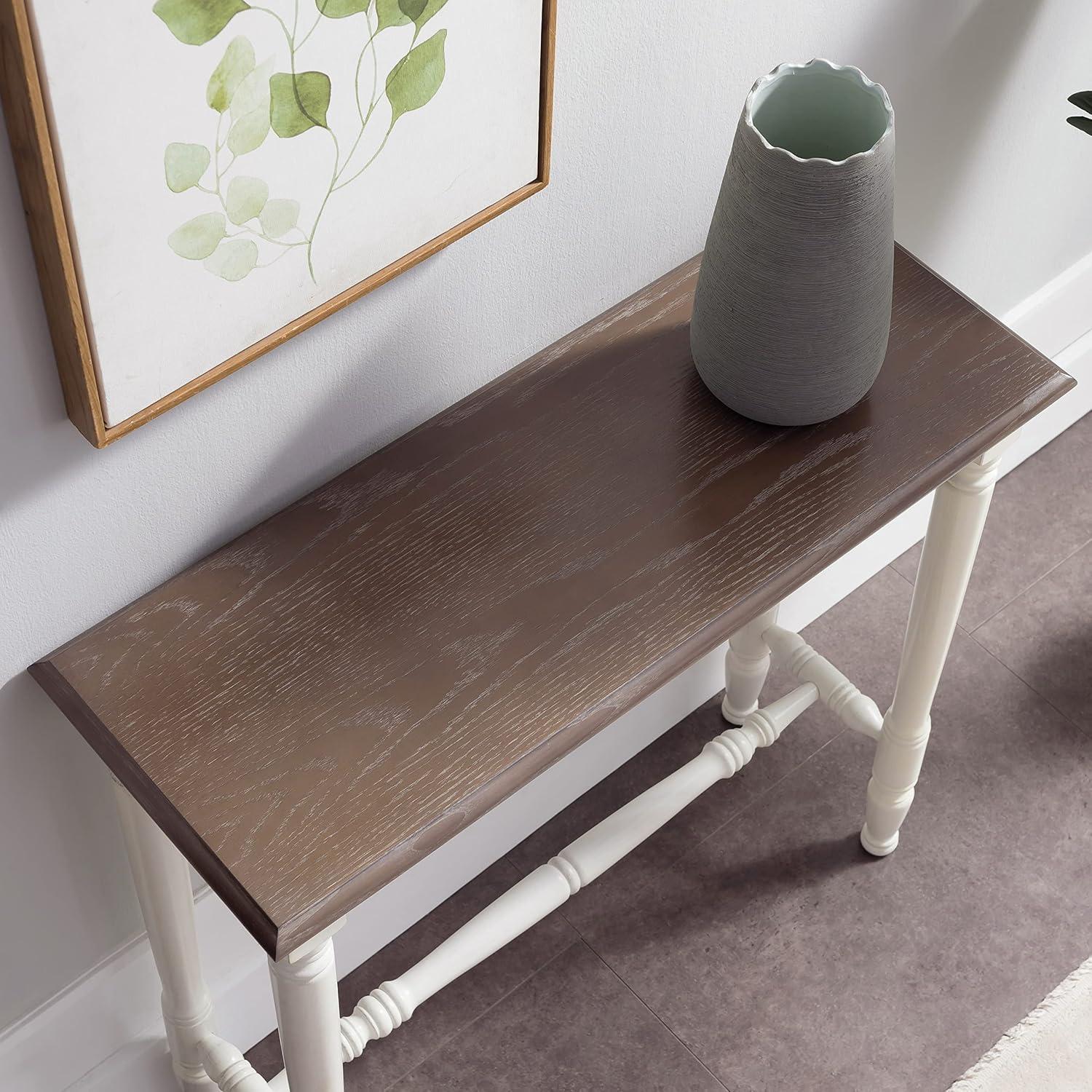 image:imageLeick Home 11732 Toscana Hall Console Table Dry Brushed Ecru and Soft Gray Glazed Otter