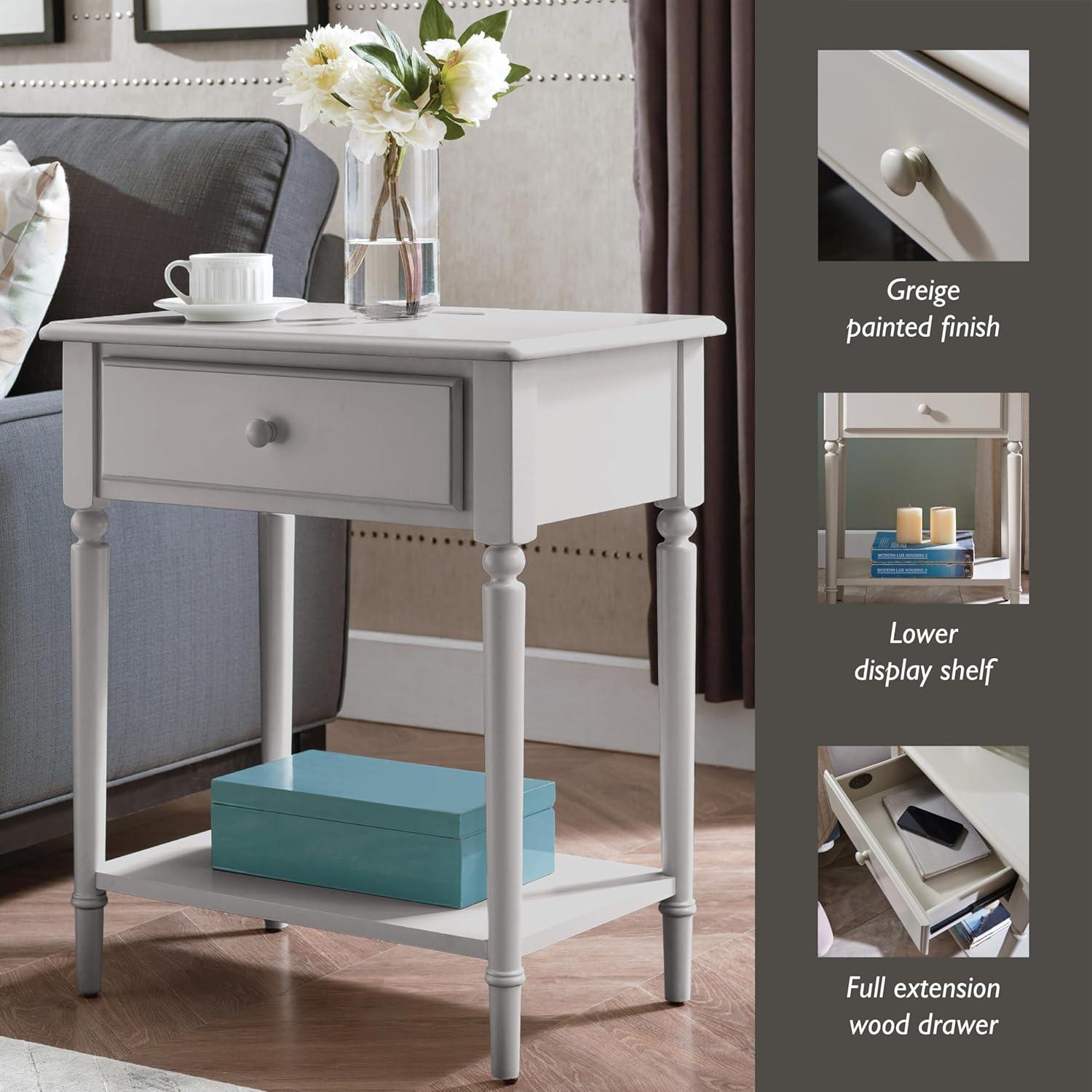 image:imageLeick Home 214445 Coastal Nightstand One Drawer Side Table with USBC Fast Charging Station ACUSB Charger and Shelf 2Pack Swan BlackGreige