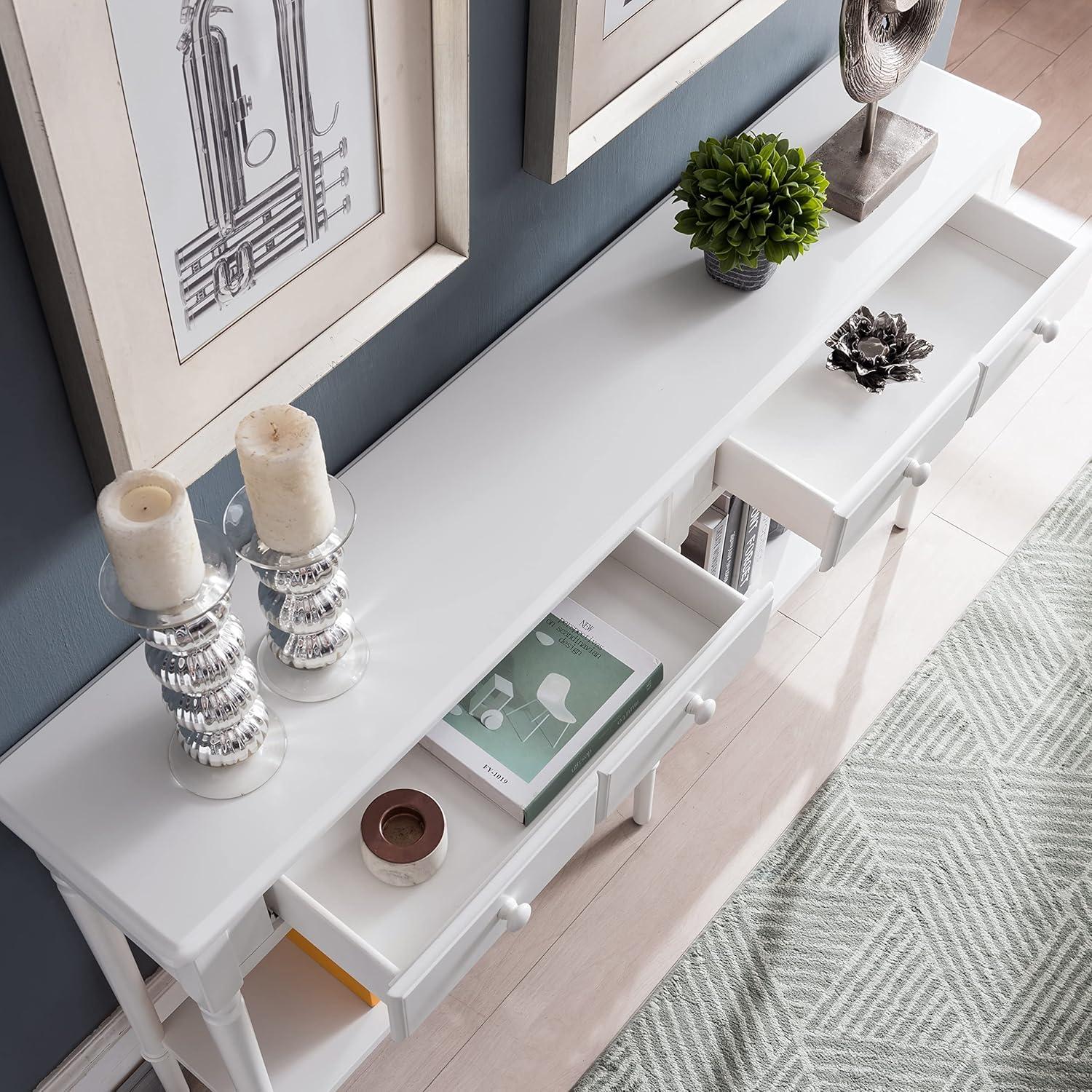 image:imageLeick Home 214445 Coastal Nightstand One Drawer Side Table with USBC Fast Charging Station ACUSB Charger and Shelf 2Pack Swan BlackOrchid White