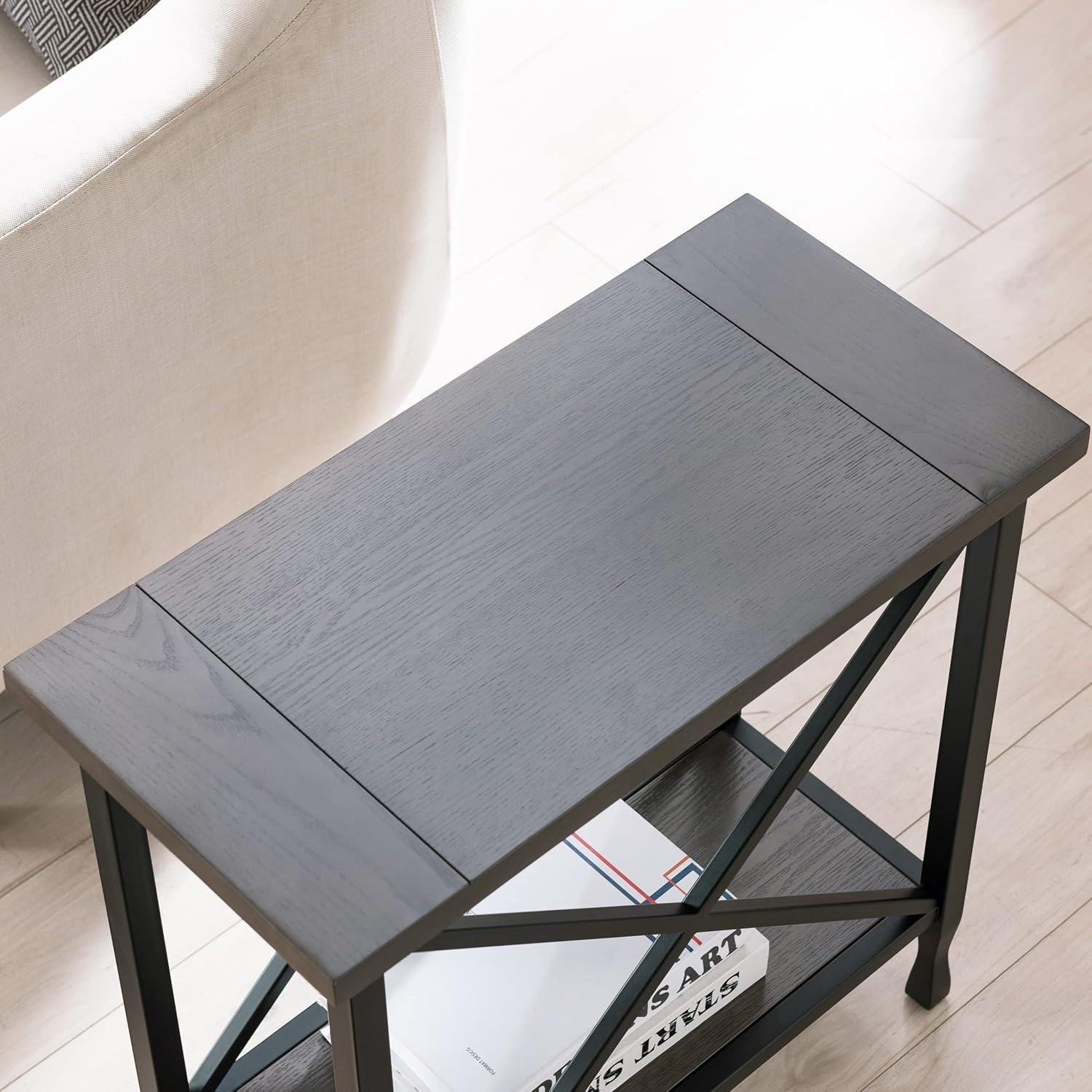 image:imageLeick Home 23400 Chisel amp Forge Writing Computer Desk with Drop Front Keyboard Drawer Smoke Gray and Matte BlackNarrow End Table