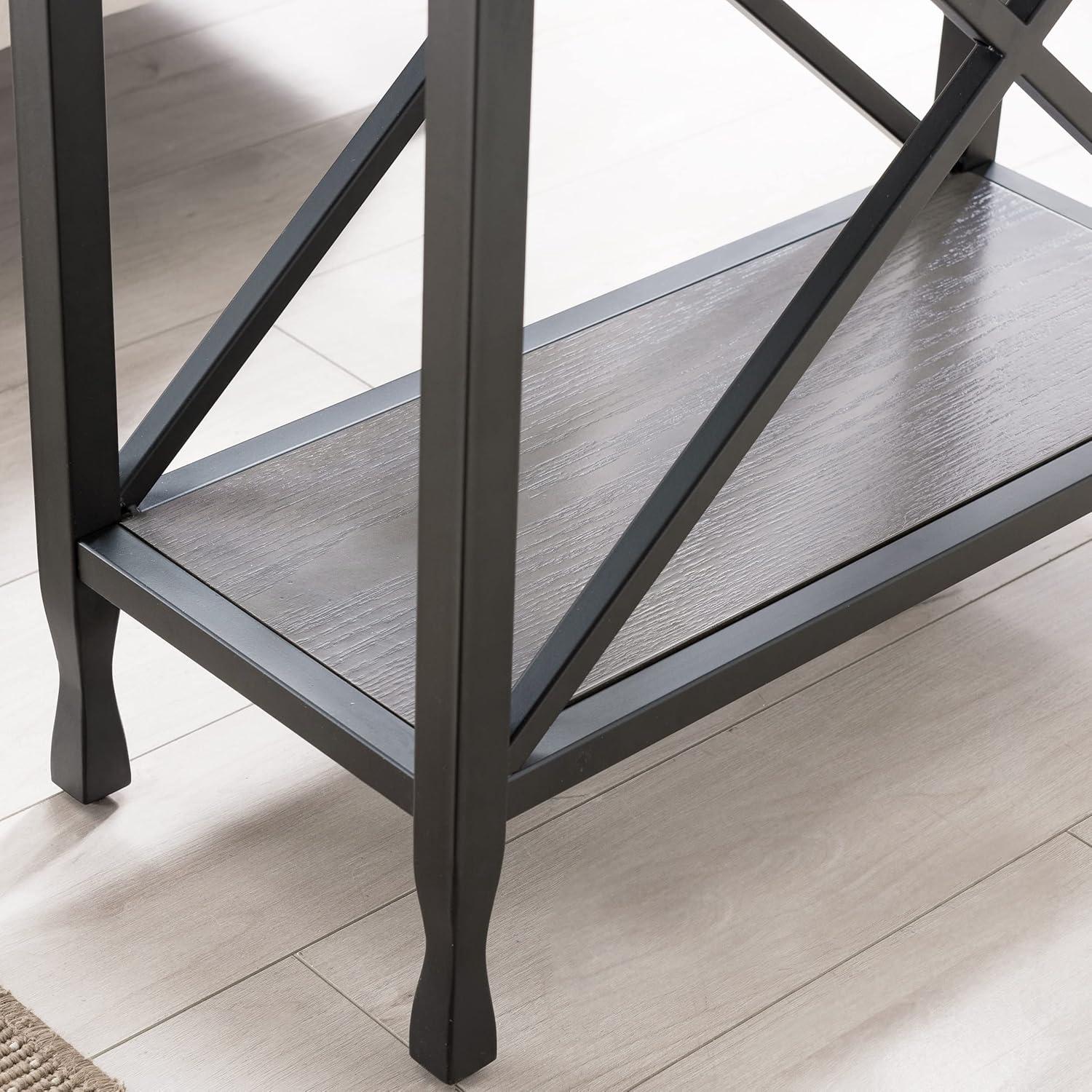 image:imageLeick Home 23400 Chisel amp Forge Writing Computer Desk with Drop Front Keyboard Drawer Smoke Gray and Matte BlackNarrow End Table