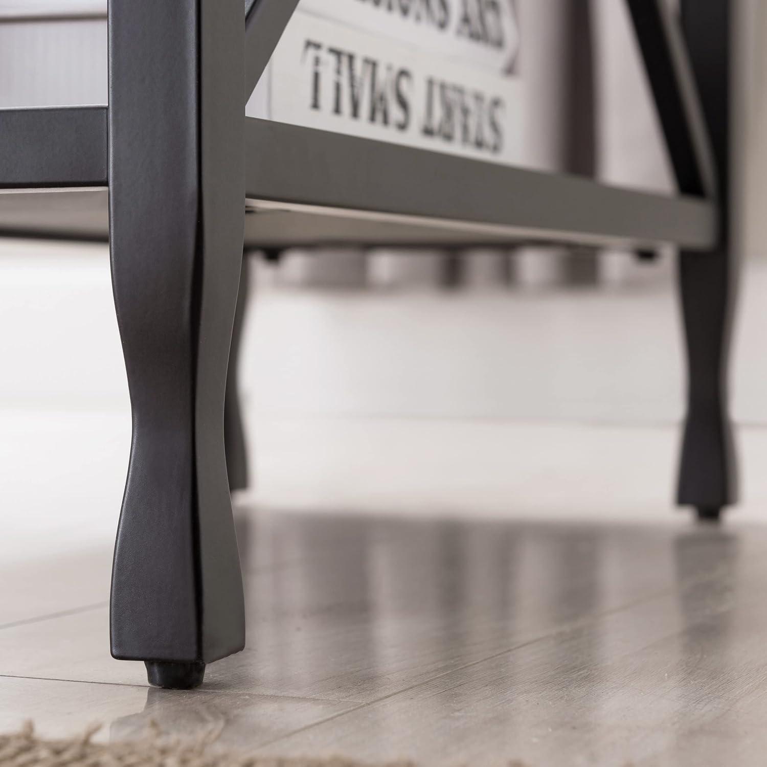 image:imageLeick Home 23400 Chisel amp Forge Writing Computer Desk with Drop Front Keyboard Drawer Smoke Gray and Matte BlackNarrow End Table