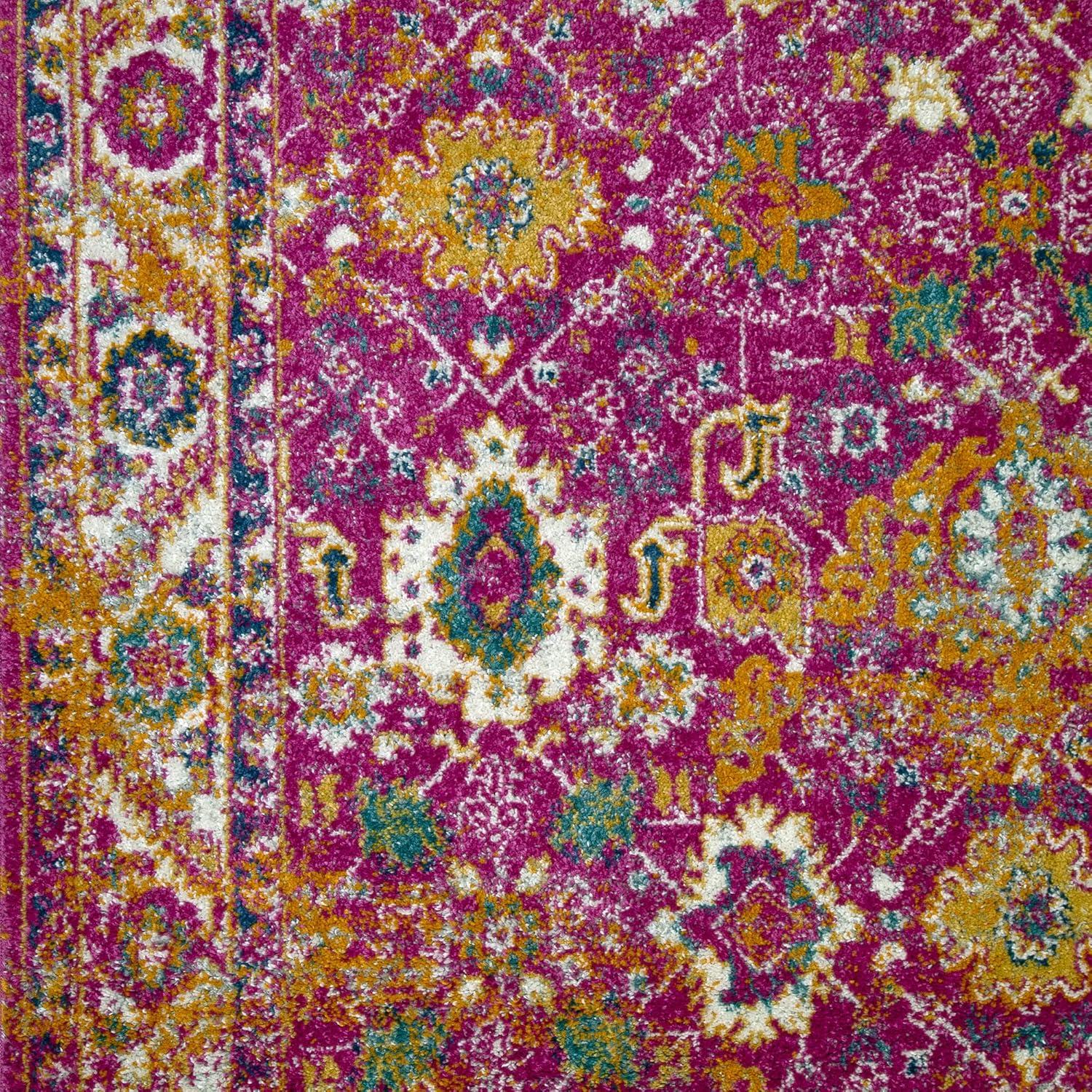 image:imageLeick Home 594259 Laraline Vintage Turkish Medallion Collage Faded Fuchsia Living Room Bedroom Area Rug Rectangle 710 x 10