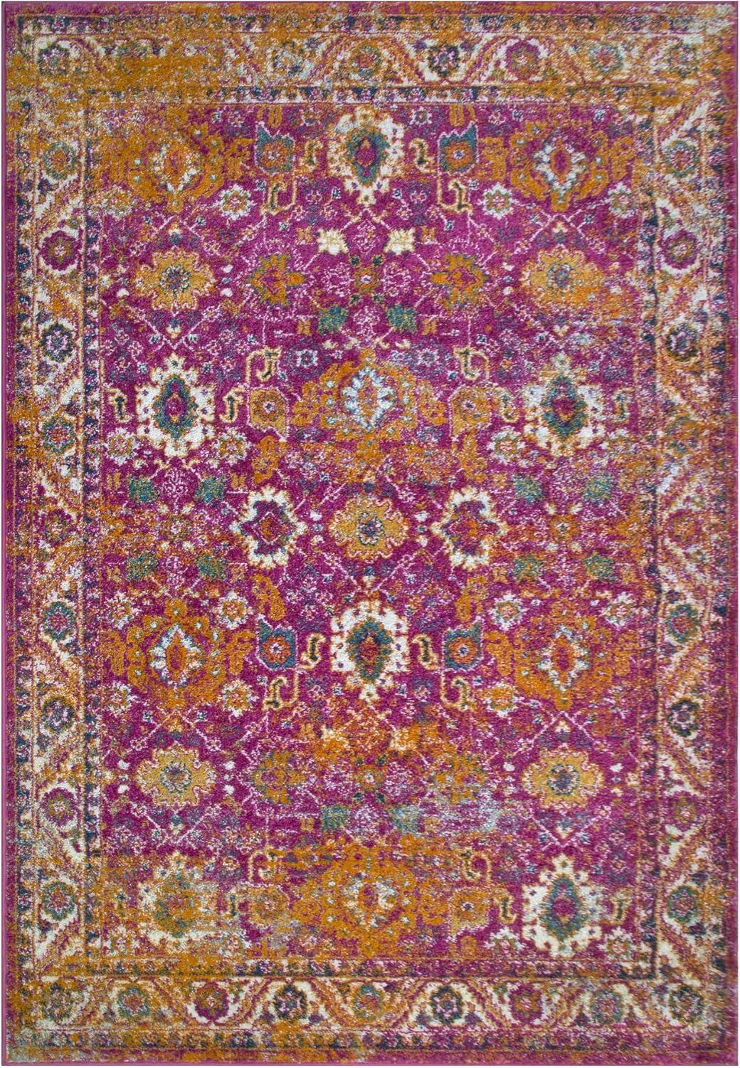 image:imageLeick Home 594259 Laraline Vintage Turkish Medallion Collage Faded Fuchsia Living Room Bedroom Area Rug Rectangle 710 x 10