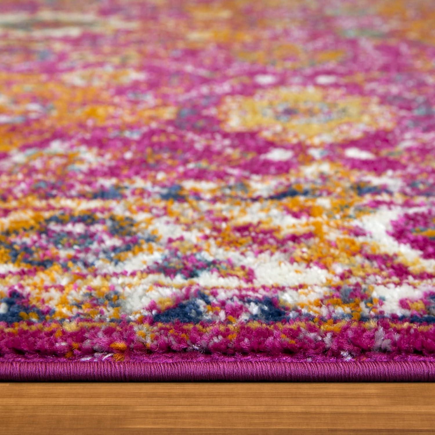 image:imageLeick Home 594259 Laraline Vintage Turkish Medallion Collage Faded Fuchsia Living Room Bedroom Area Rug Rectangle 710 x 10