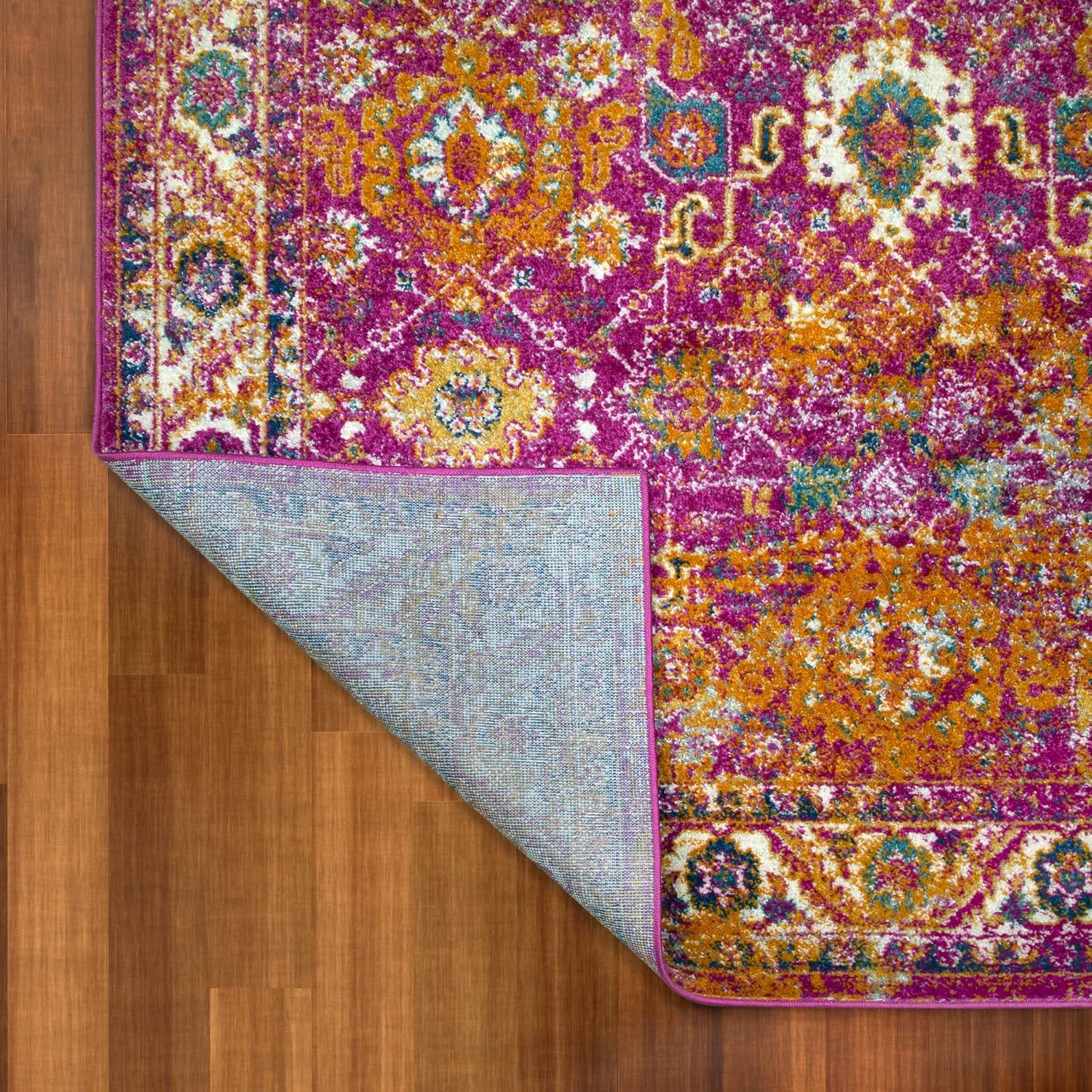 image:imageLeick Home 594259 Laraline Vintage Turkish Medallion Collage Faded Fuchsia Living Room Bedroom Area Rug Rectangle 710 x 10