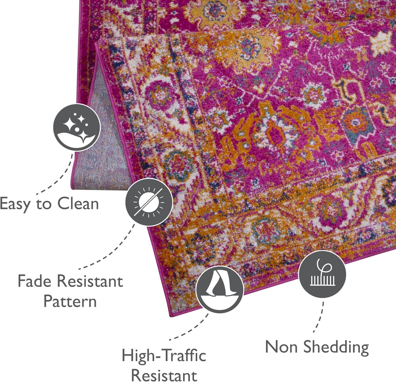 image:imageLeick Home 594259 Laraline Vintage Turkish Medallion Collage Faded Fuchsia Living Room Bedroom Area Rug Rectangle 710 x 10