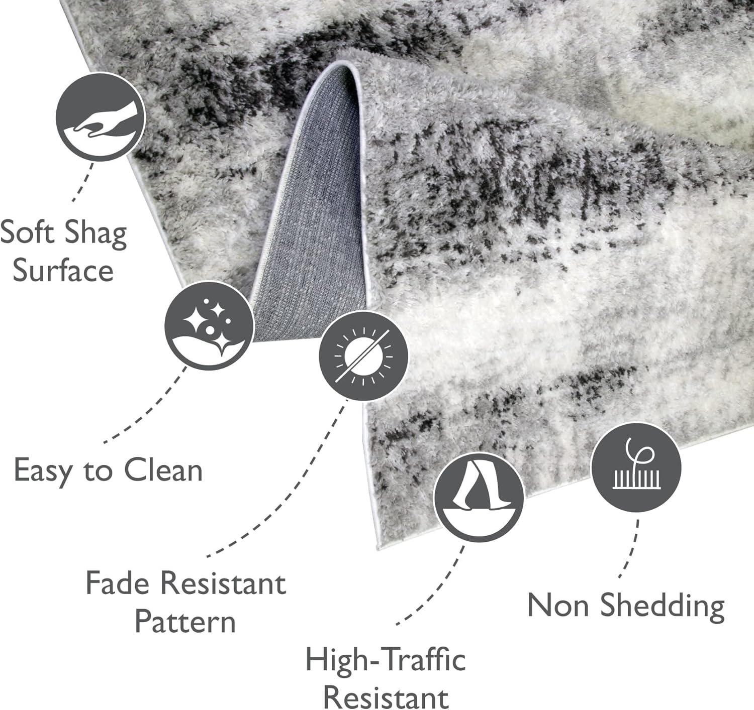 image:imageLeick Home 594614 Zielle Soft Shag Painterly Modern Rug Gray Living Room Bedroom Area Rug Rectangle 710 x 10
