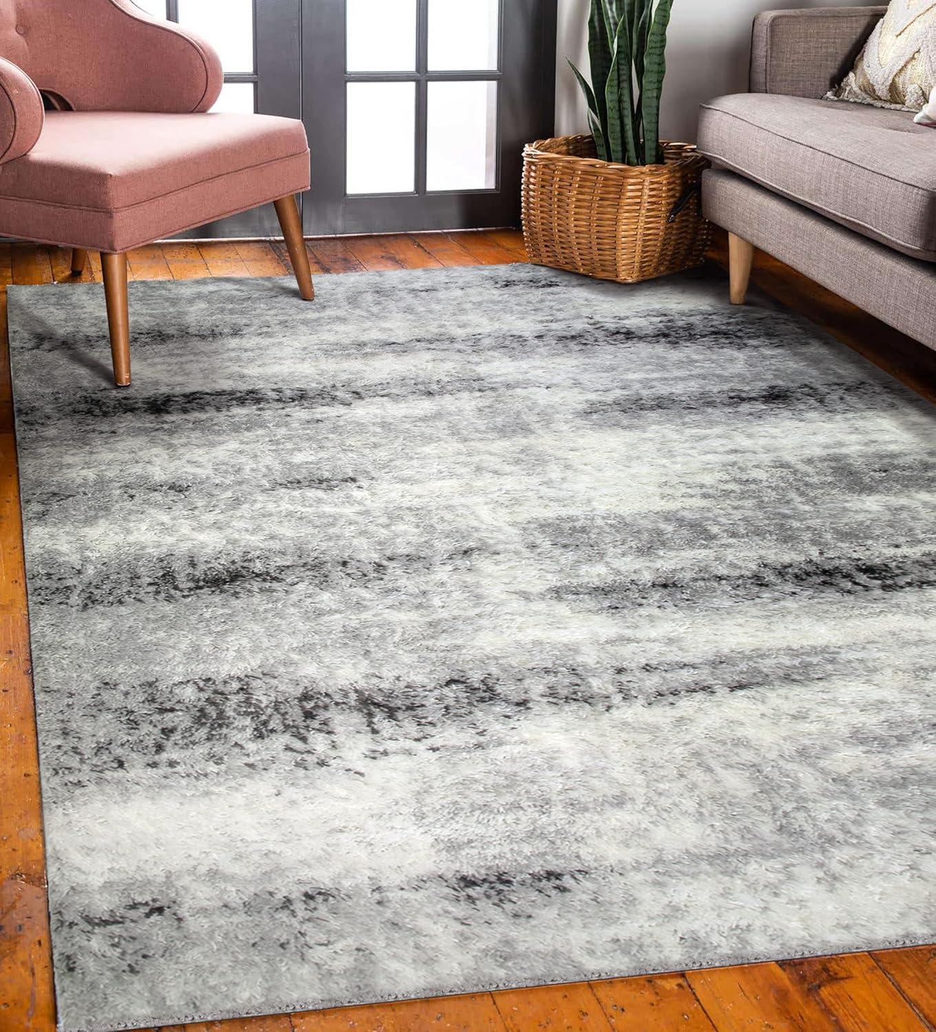 image:imageLeick Home 594614 Zielle Soft Shag Painterly Modern Rug Gray Living Room Bedroom Area Rug Rectangle 710 x 10