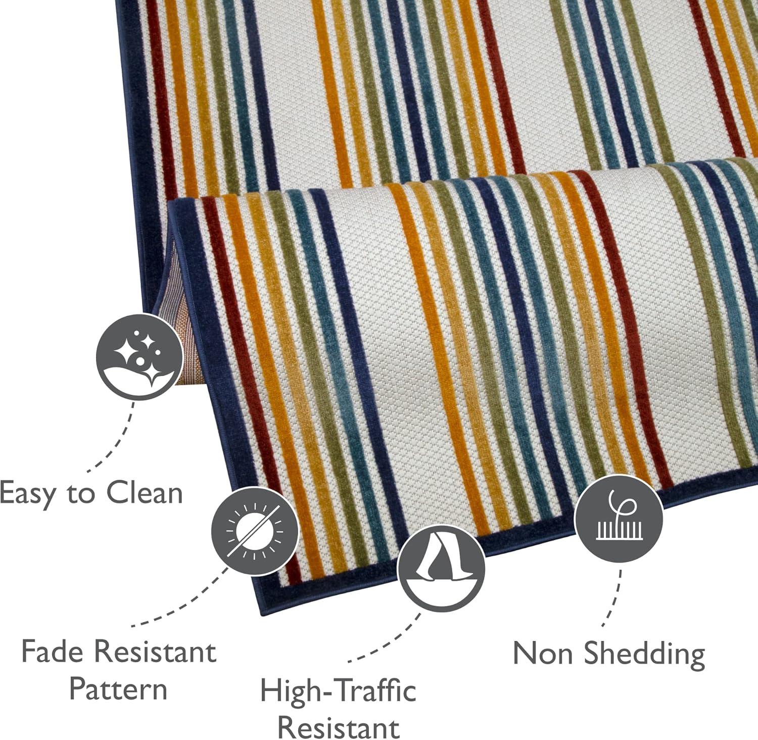 image:imageLeick Home 595017 Blithe Colorful Line Indoor Outdoor Area Rug Rectangle 3x5
