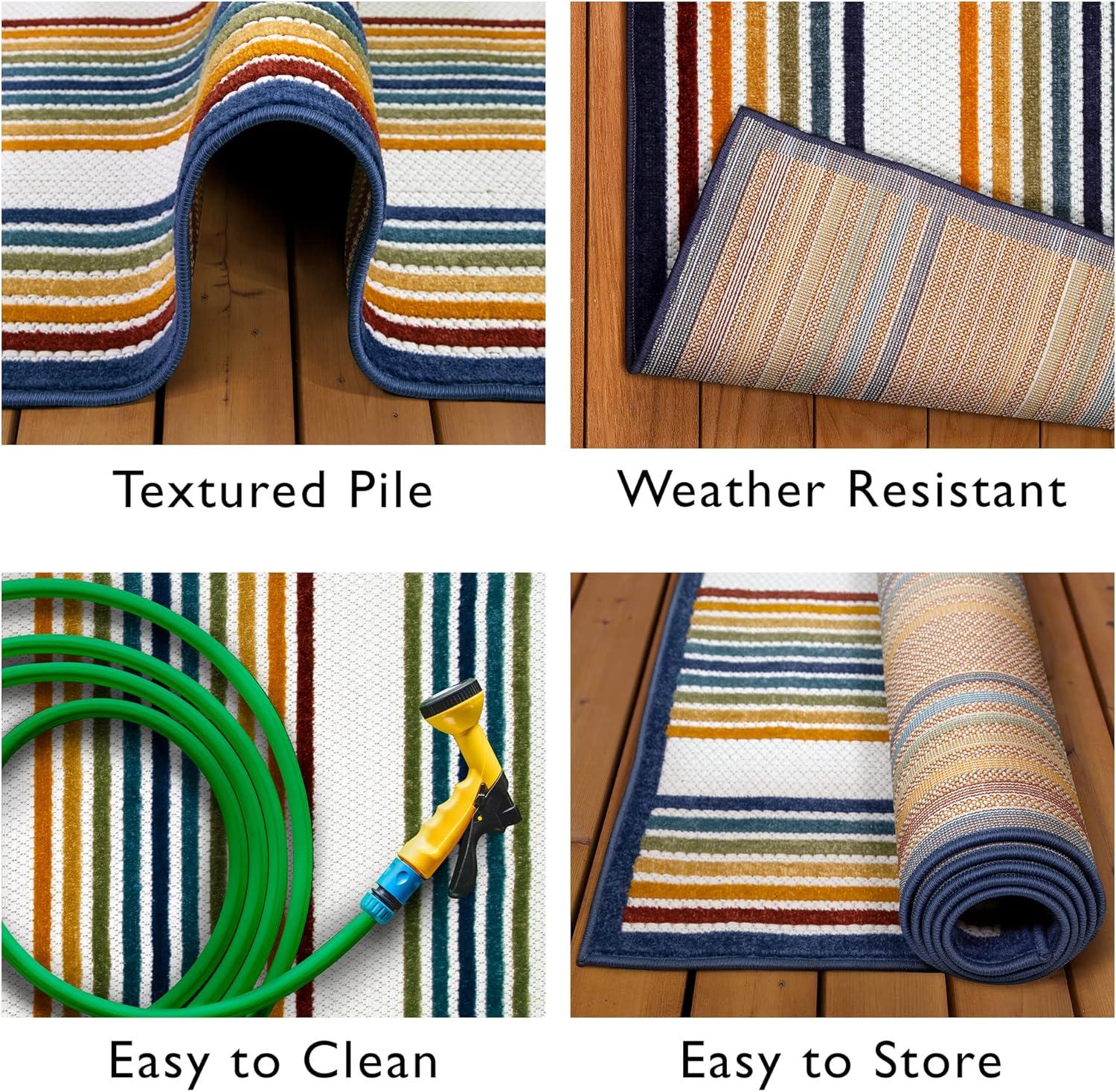 image:imageLeick Home 595025 Blithe Colorful Line Indoor Outdoor Area Rug Rectangle 4x6