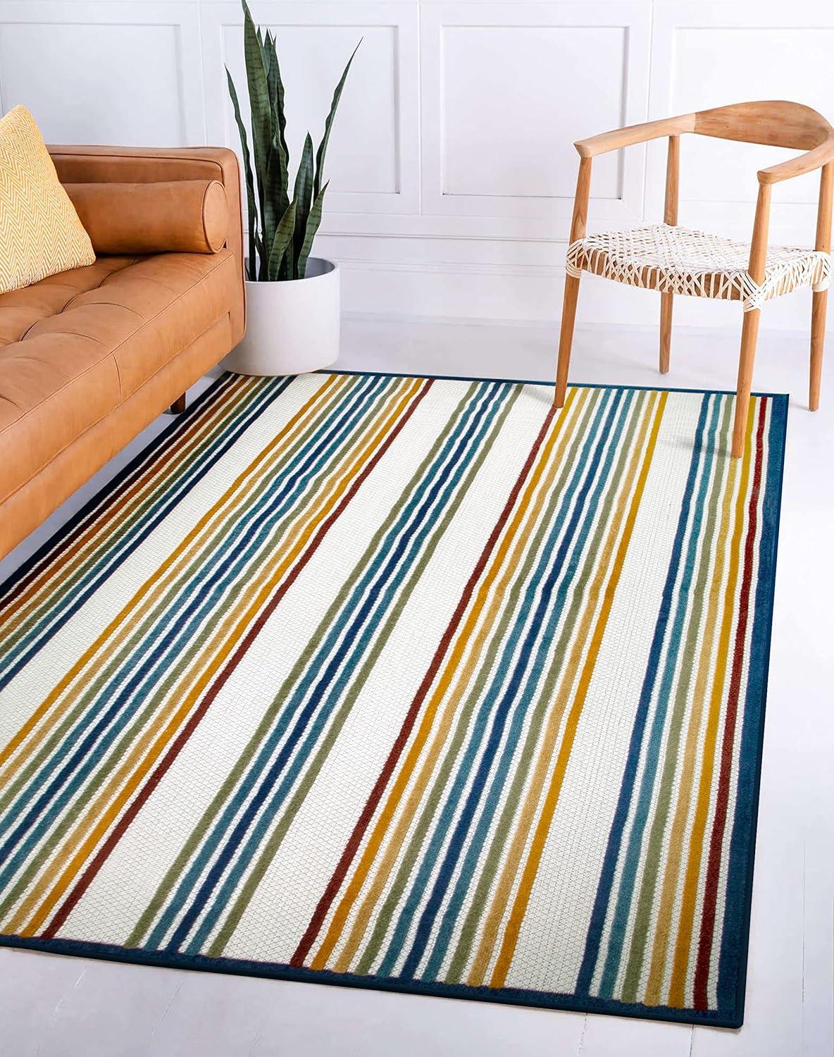 image:imageLeick Home 595033 Blithe Colorful Line Indoor Outdoor Area Rug Rectangle 53x7