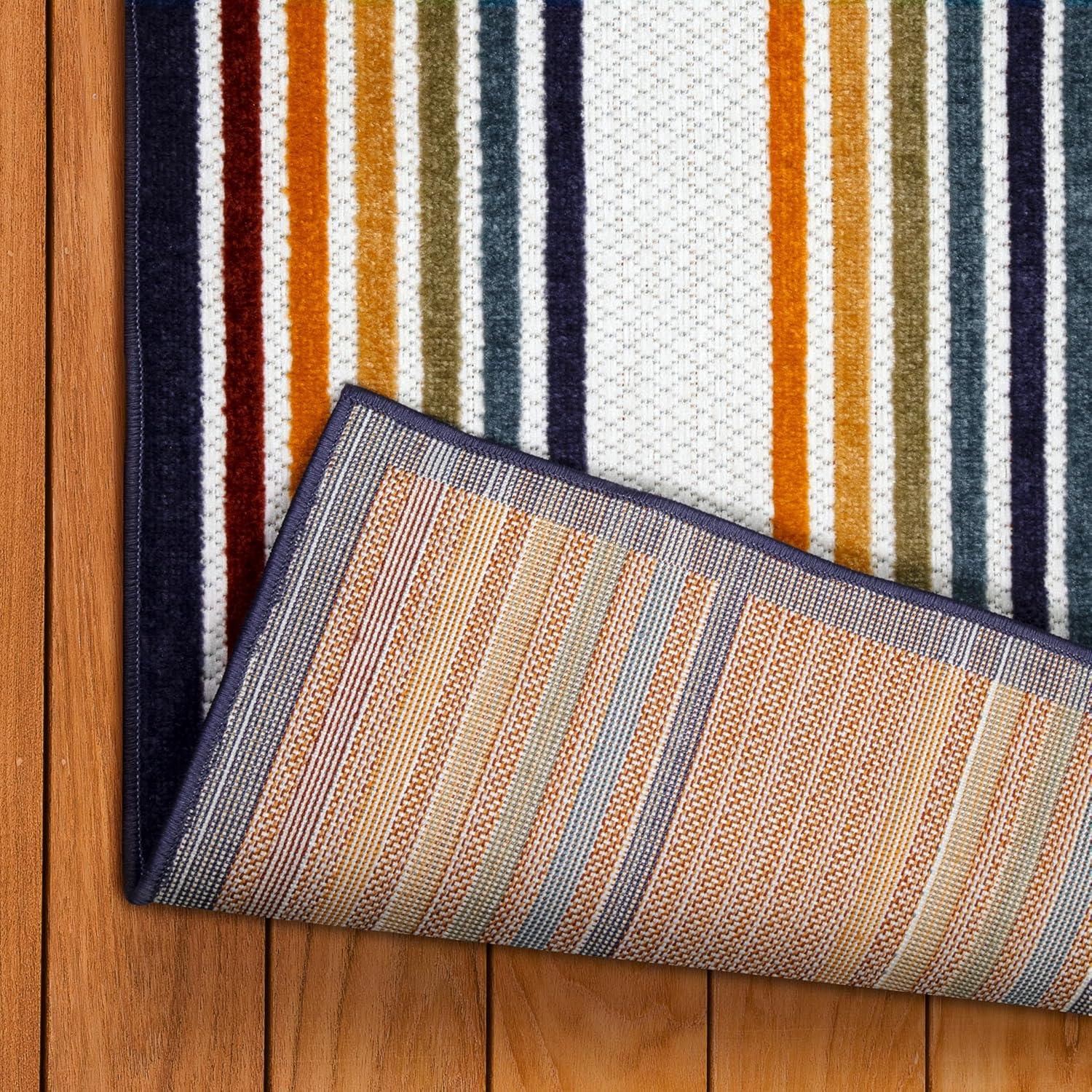 image:imageLeick Home 595132 Blithe Colorful Line Indoor Outdoor Area Rug Rectangle 67x96