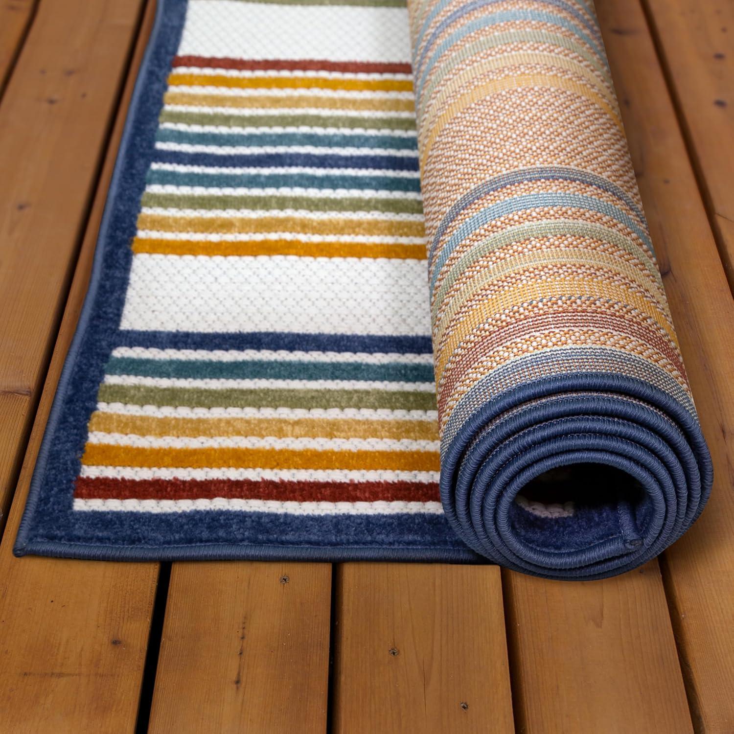 image:imageLeick Home 595132 Blithe Colorful Line Indoor Outdoor Area Rug Rectangle 67x96
