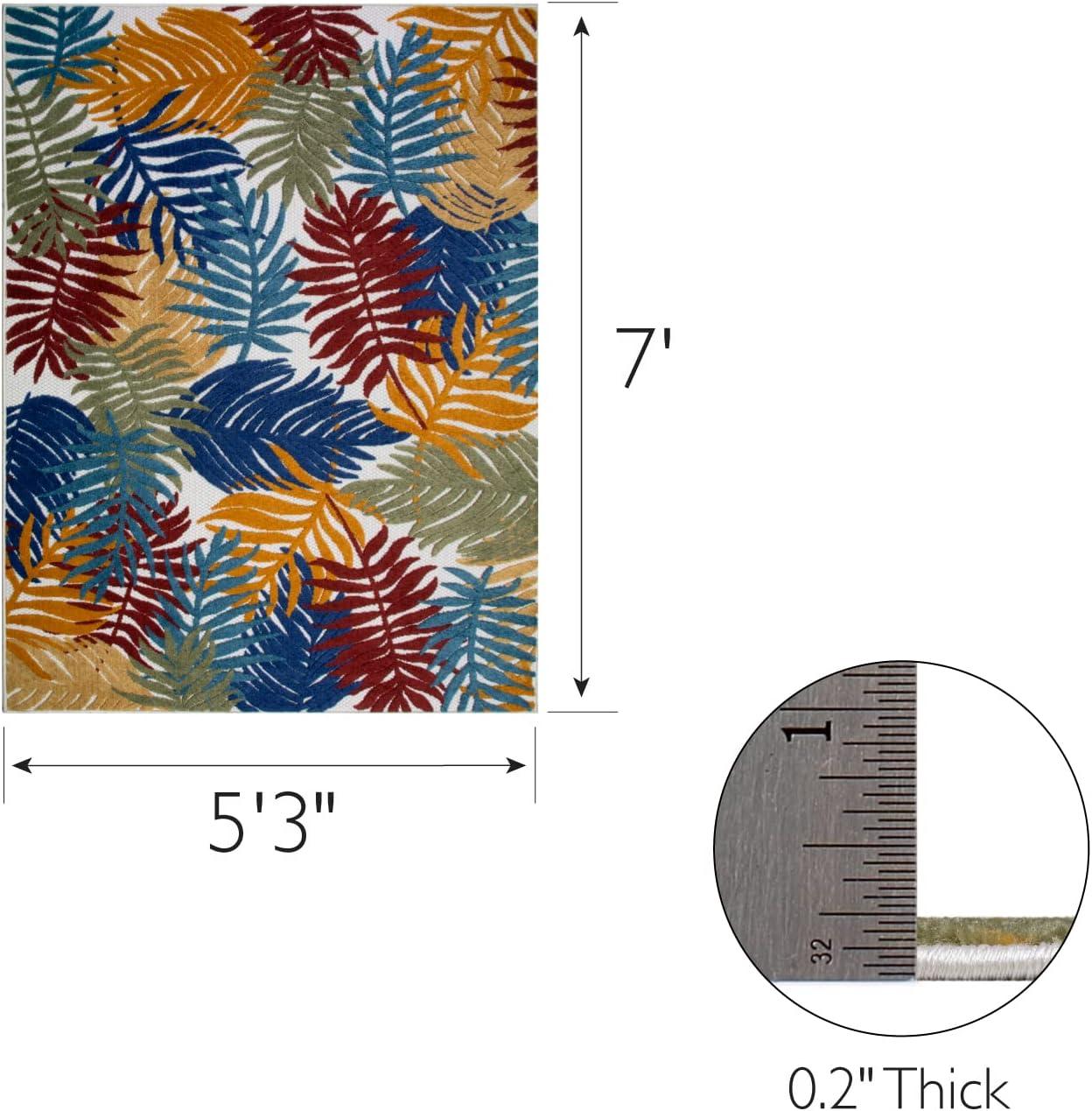 image:imageLeick Home 595199 Talipot Palm Indoor Outdoor Area Rug Rectangle 53x7