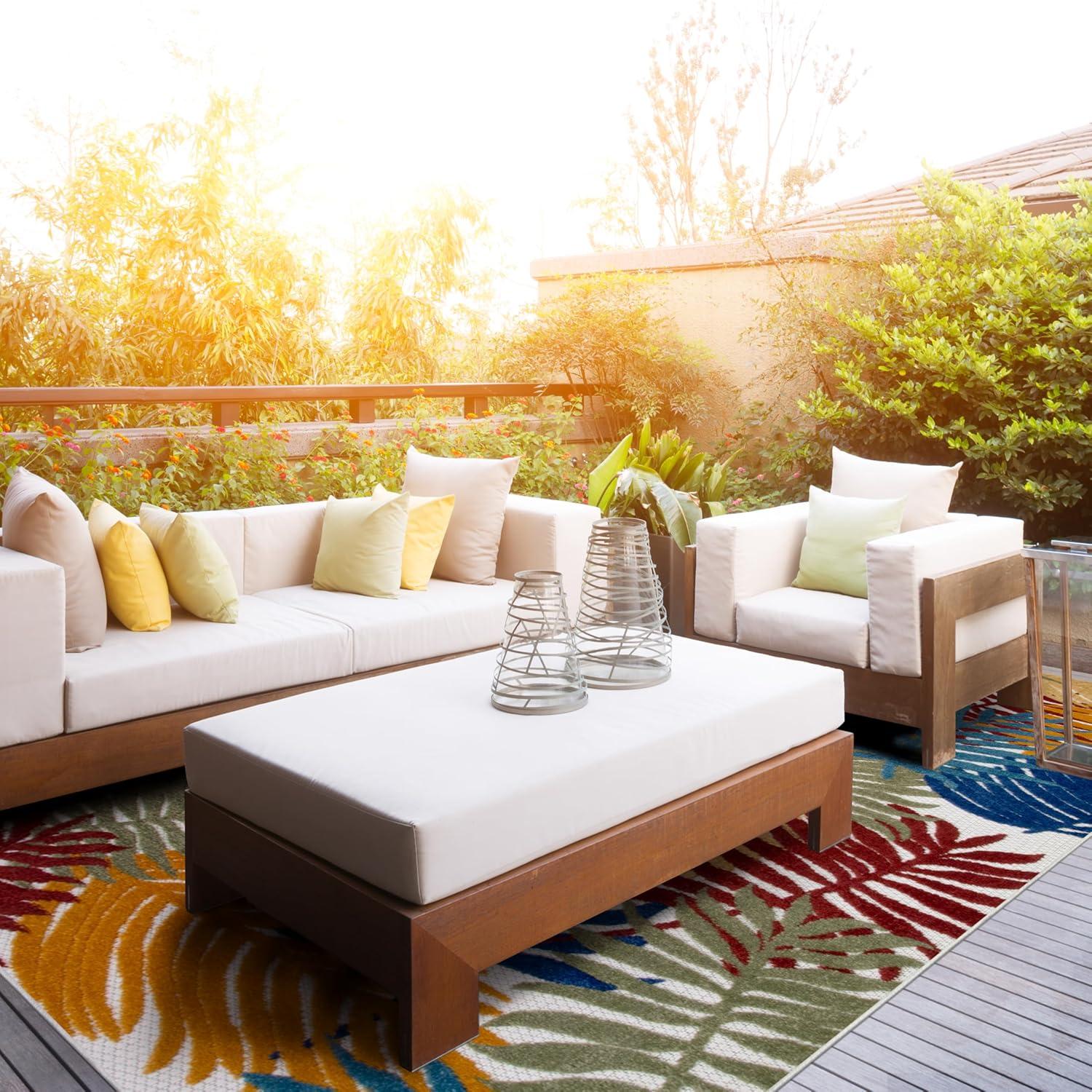 image:imageLeick Home 595223 Talipot Palm Indoor Outdoor Area Rug Rectangle 710x10