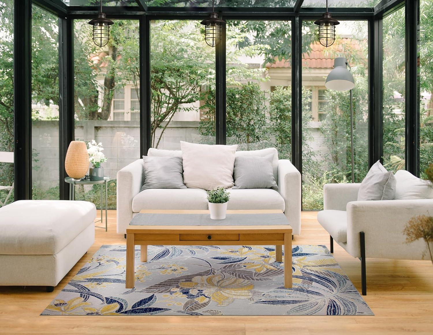 image:imageLeick Home 595249 Song Floral Indoor Outdoor Area Rug Rectangle 3x5