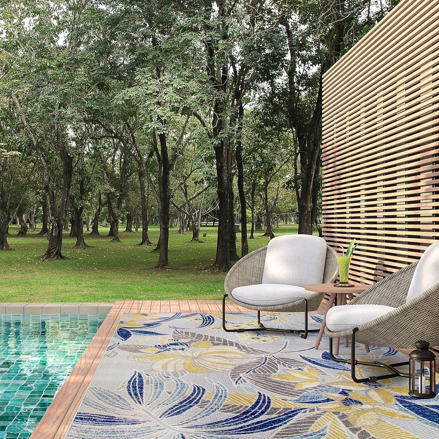 image:imageLeick Home 595298 Song Floral Indoor Outdoor Area Rug Rectangle 710x10