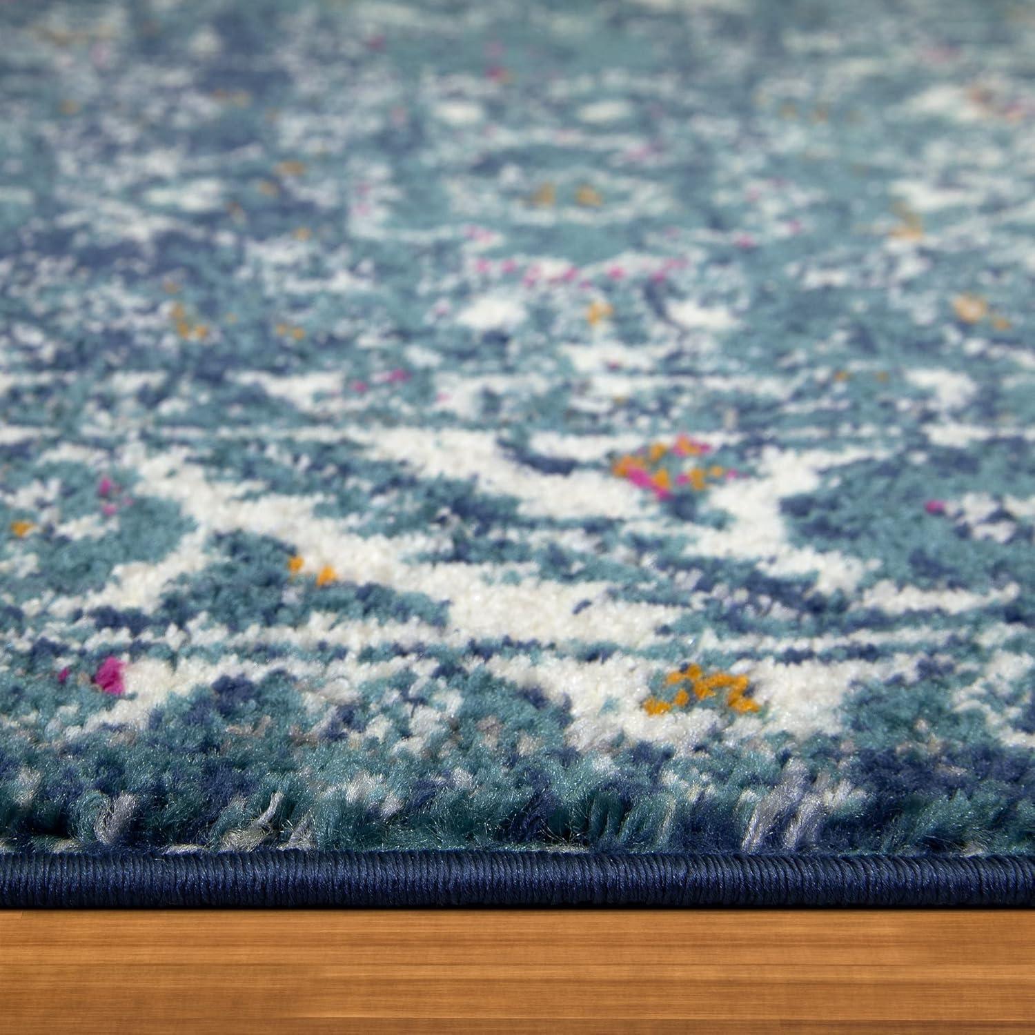 image:imageLeick Home 596338 Laraline Vintage Turkish Medallion Collage Faded Turquoise Living Room Bedroom Area Rug Rectangle 67 x 96