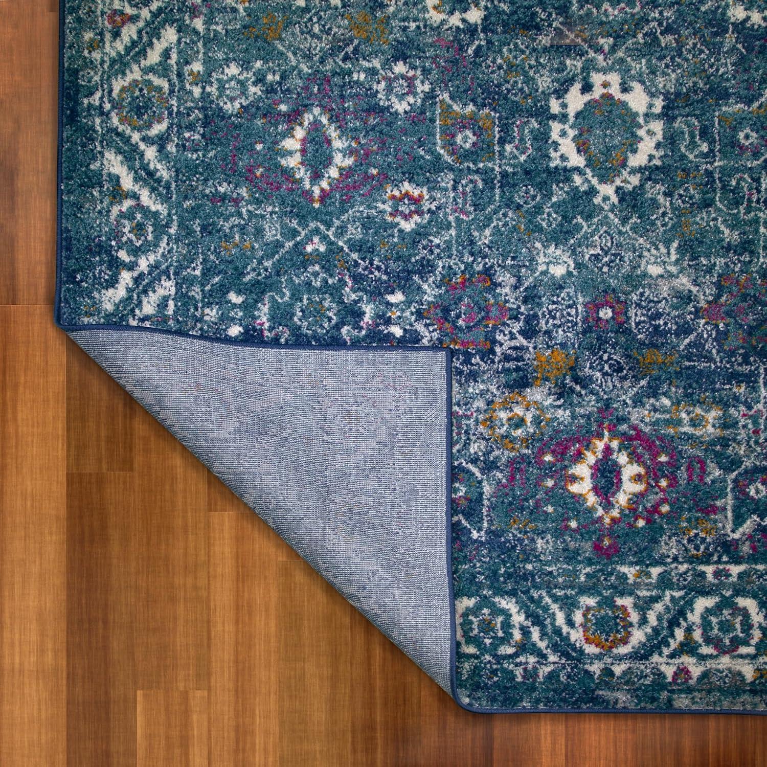 image:imageLeick Home 596338 Laraline Vintage Turkish Medallion Collage Faded Turquoise Living Room Bedroom Area Rug Rectangle 67 x 96