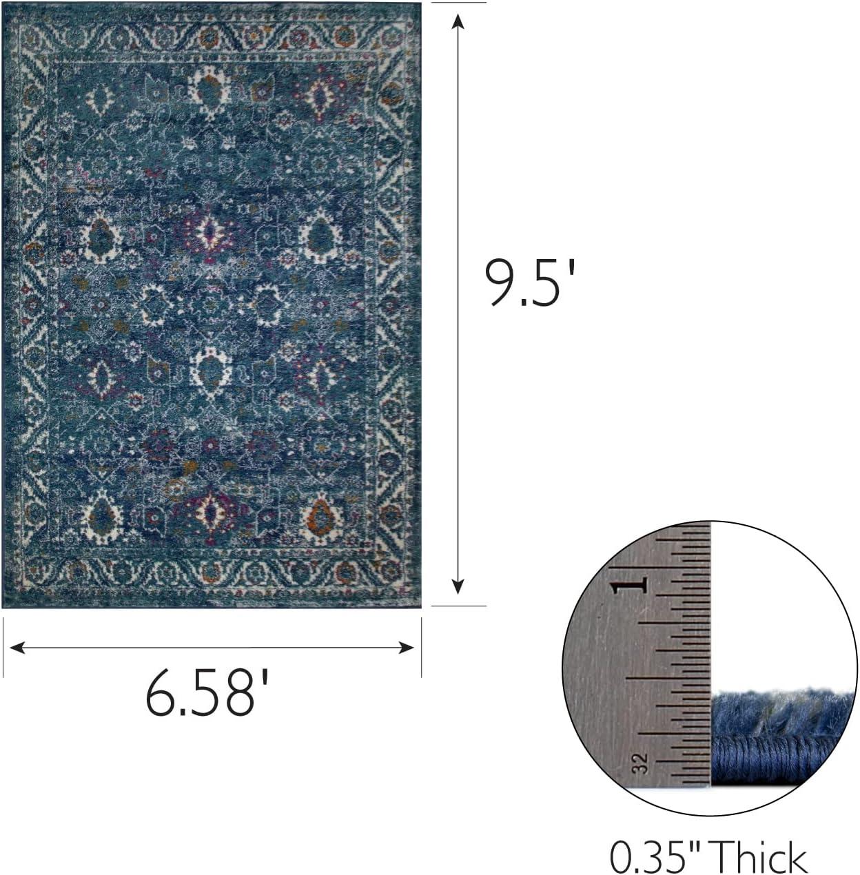 image:imageLeick Home 596338 Laraline Vintage Turkish Medallion Collage Faded Turquoise Living Room Bedroom Area Rug Rectangle 67 x 96