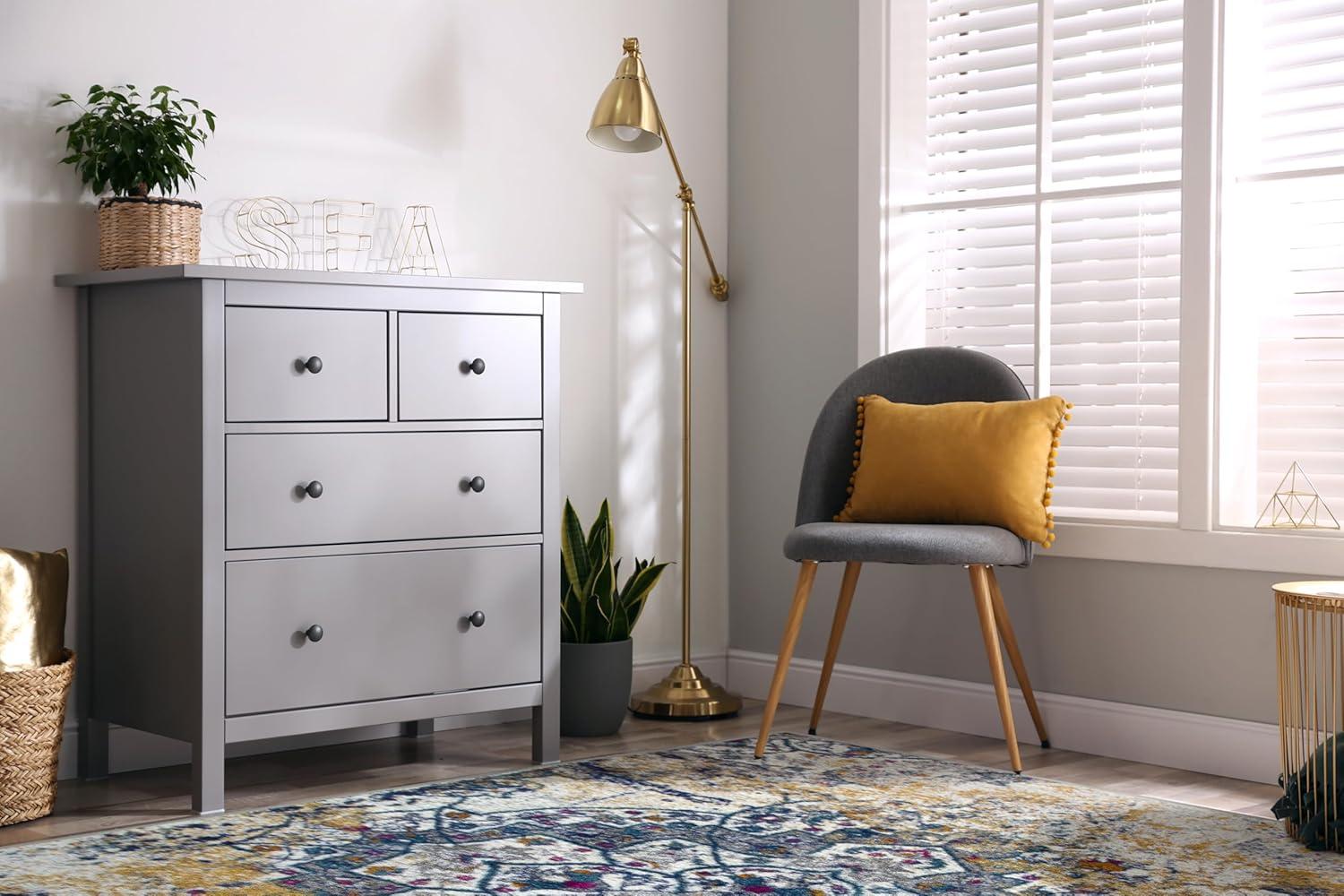 image:imageLeick Home 596460 Vienne Vintage Faded Turkish Medallion Ivory and Navy Living Room Bedroom Area Rug Rectangle 53 x 77