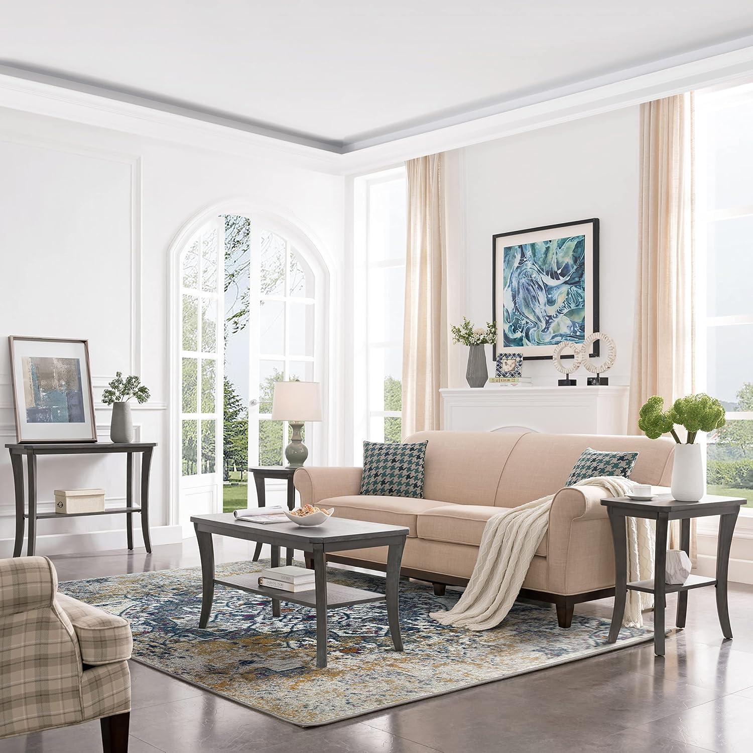 image:imageLeick Home 596486 Vienne Vintage Faded Turkish Medallion Ivory and Navy Living Room Bedroom Area Rug Rectangle 710 x 10