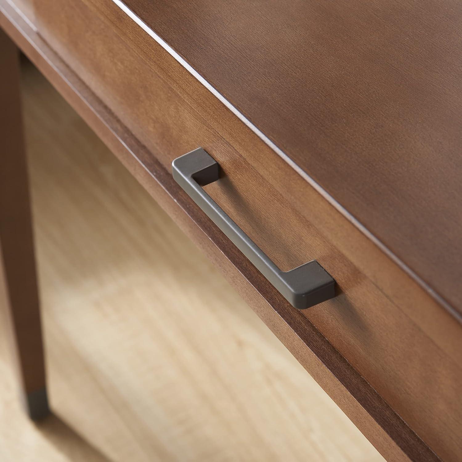 image:imageLeick Home 83430 Corner ComputerWriting Desk with Center Keyboard Drawer and Shelf Black OakAged BarrelGunmetal