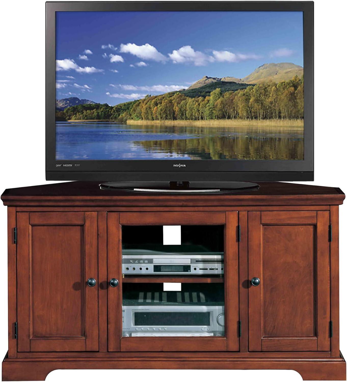 image:imageLeick Home 87385 Westwood Three Door Corner TV Stand For 50 TVs Brown Cherry