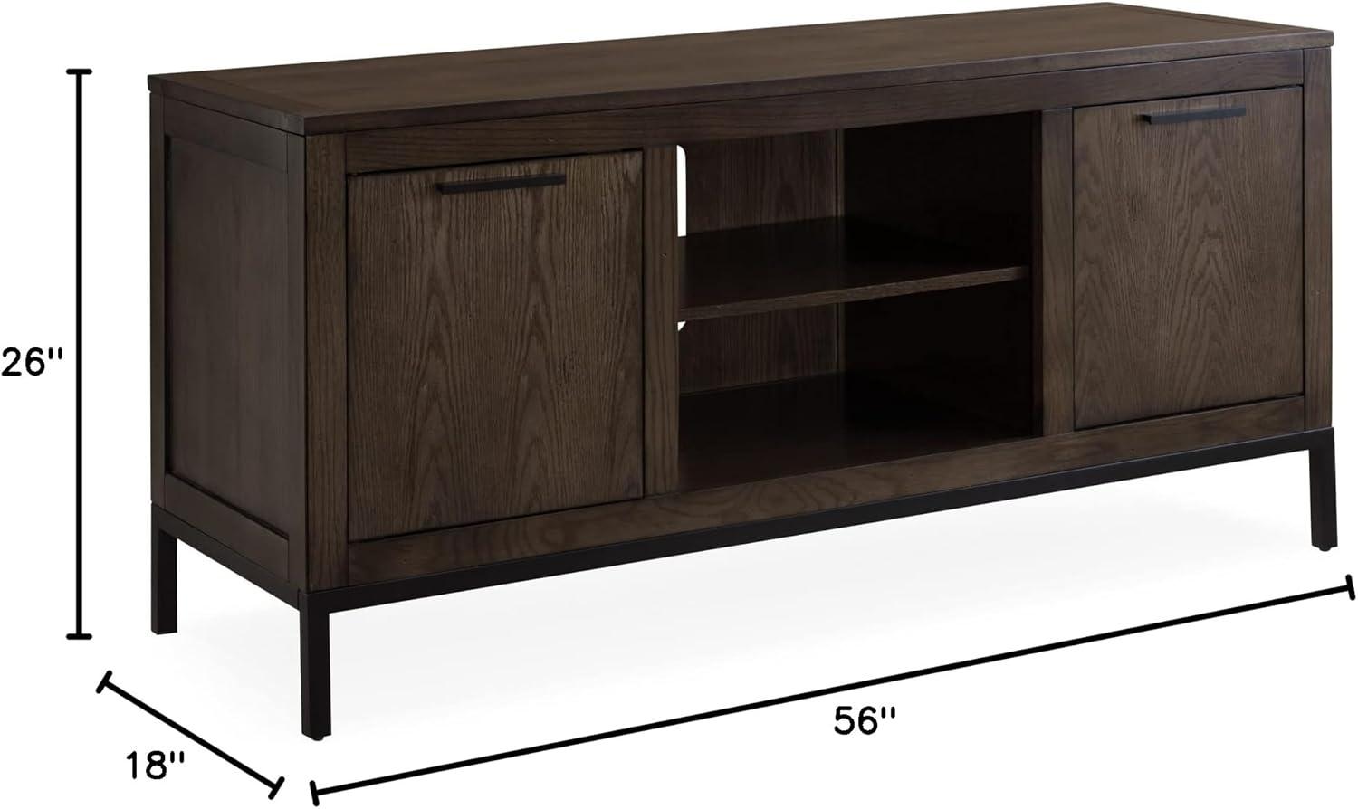 image:imageLeick Home 89650 Tableau Vintage Oak TV Console on Black Metal Base for 60 TVs Distressed RiverstoneDistressed Riverstone
