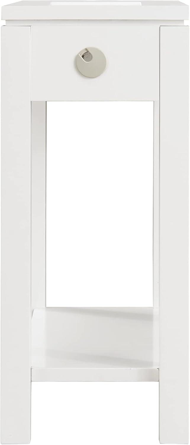 image:imageLeick Home 9080WT Cade Wood Side Table with Drawer and USBC Fast Charging Station ACUSB Charger Port Integrated WhiteWhite