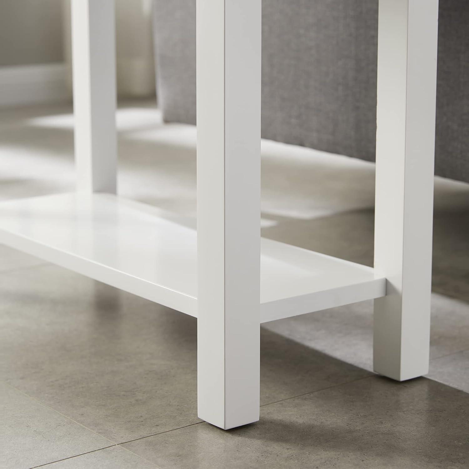 image:imageLeick Home 9080WT Cade Wood Side Table with Drawer and USBC Fast Charging Station ACUSB Charger Port Integrated WhiteWhite