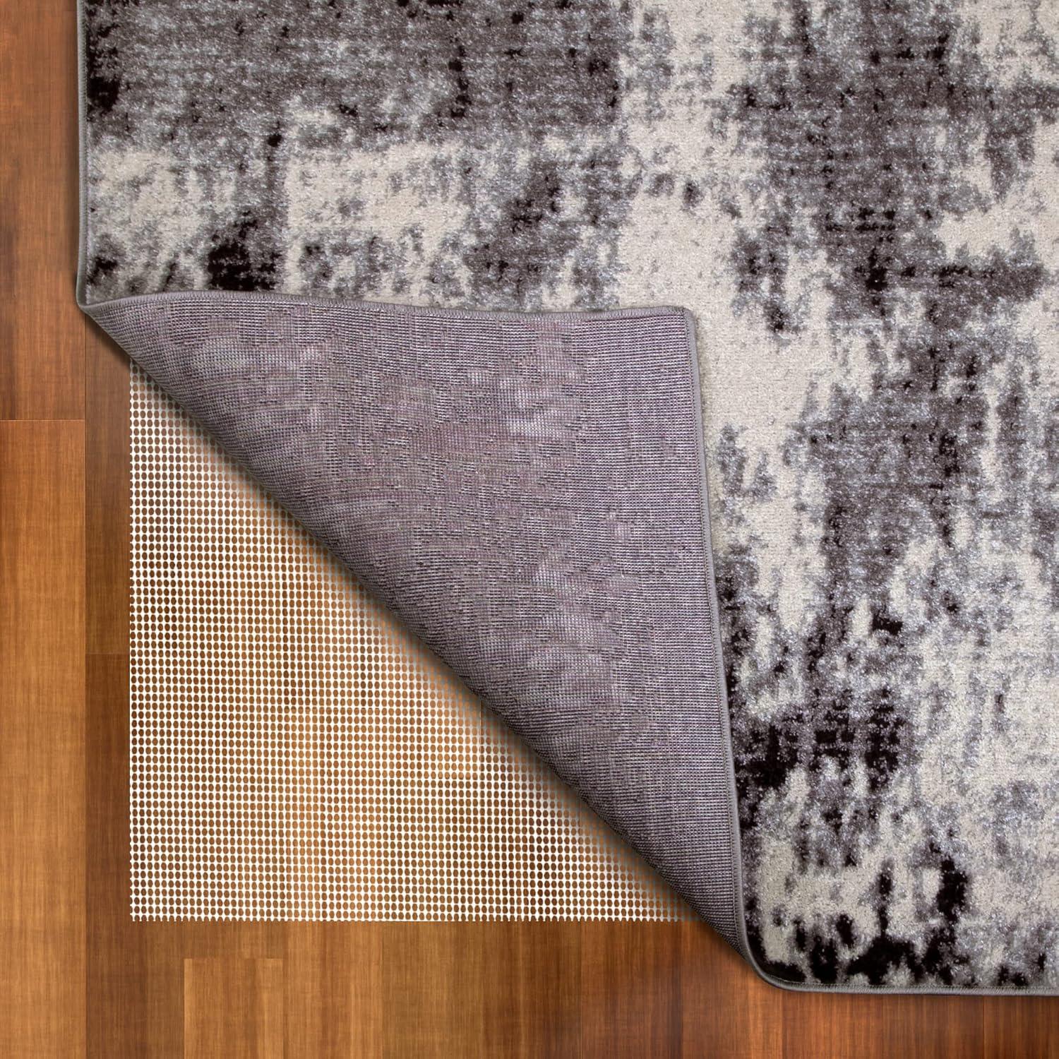 image:imageLeick Home Allerick Area Rug in Vintage Faded Abstract Gray with Rug Pad for Living Room Bedroom Office Rectangle 53 x 77